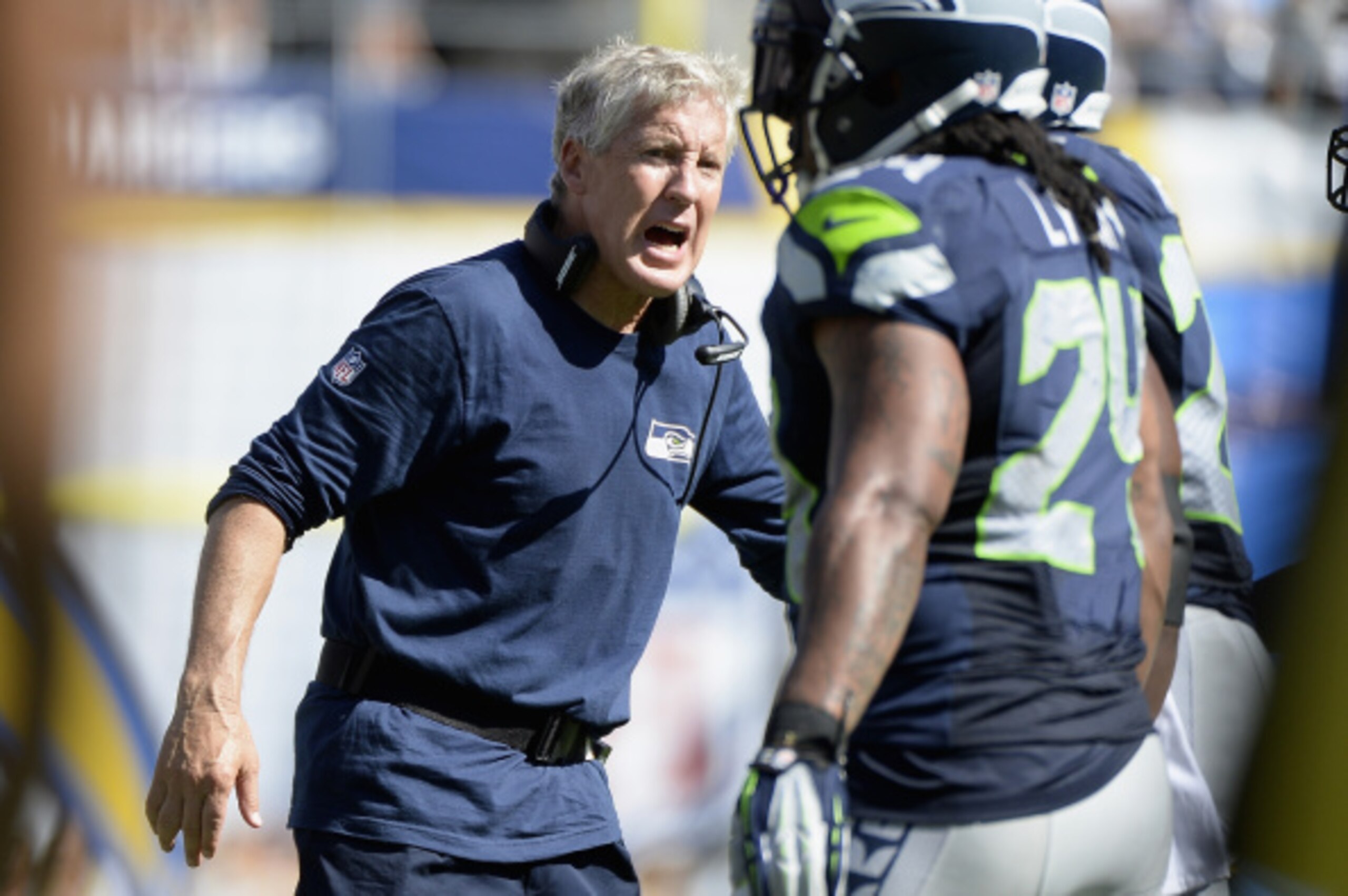 SAN DIEGO, CA - SEPTEMBER 14: Head coach Pete Carroll of the Seattle Seahawks watches from the sideline while playing the San Diego Chargers at Qualcomm Stadium on September 14, 2014 in San Diego, California. (Photo by Harry How/Getty Images) SAN DIEGO, CA - SEPTEMBER 14: Head coach Pete Carroll of the Seattle Seahawks watches from the sideline while playing the San Diego Chargers at Qualcomm Stadium on September 14, 2014 in San Diego, California. (Photo by Harry How/Getty Images)