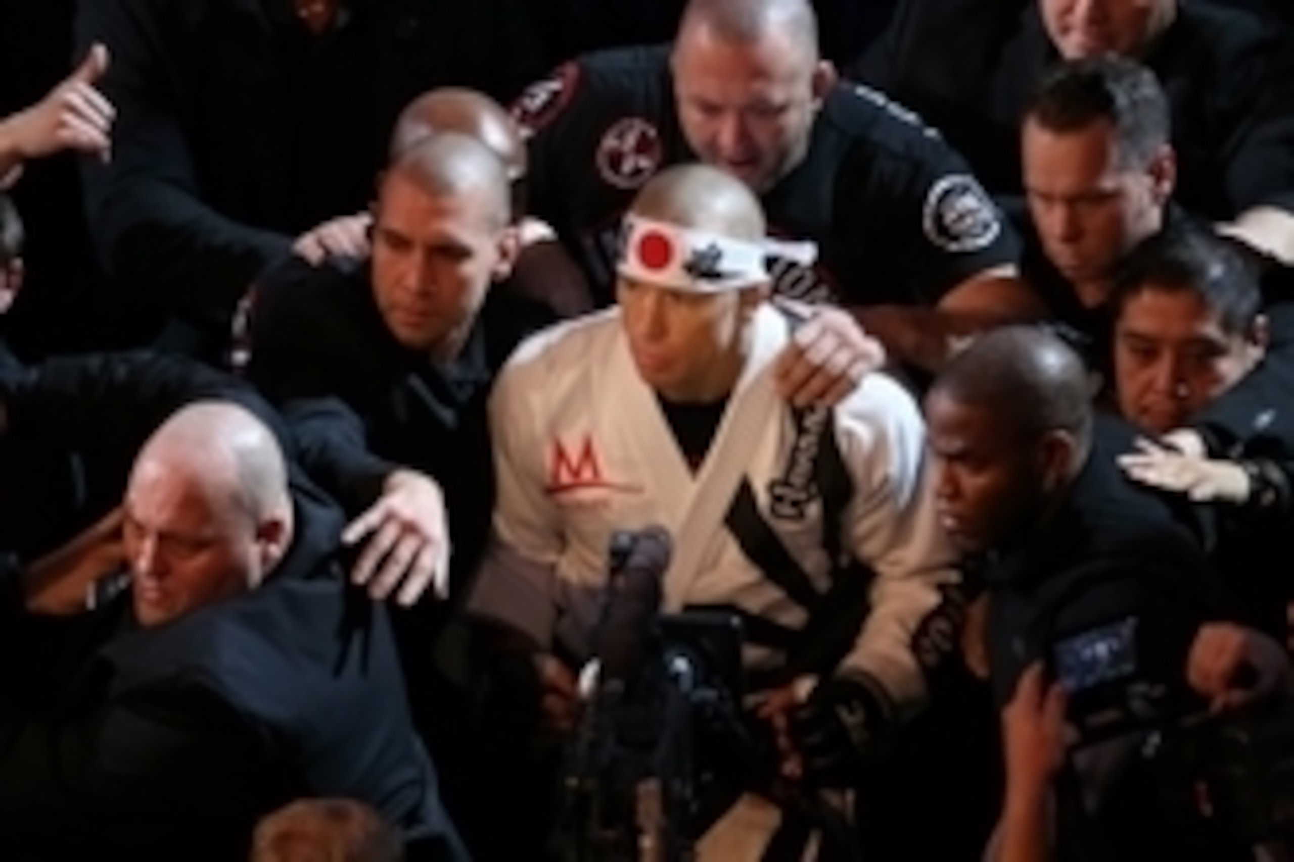 Nov 17, 2012; Montreal, QC, Canada; Georges St-Pierre walks out before his fight against Carlos Condit (not pictured) during their Welterweight title bout at UFC 154 at the Bell Centre. Mandatory Credit: Tom Szczerbowski-USA TODAY Sports