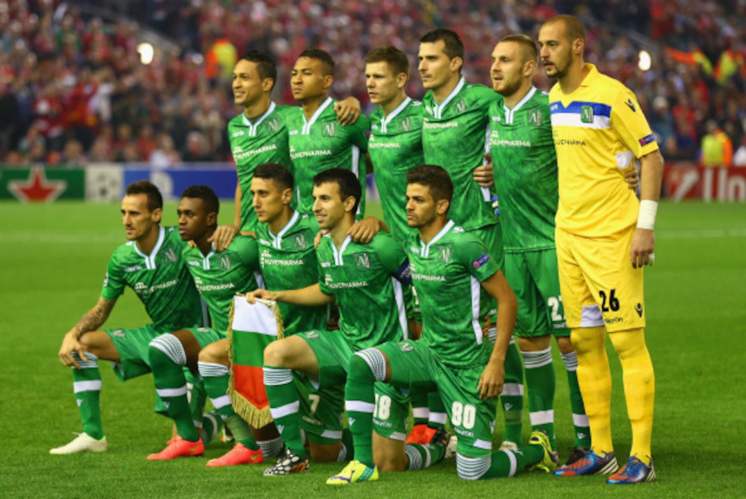 LIVERPOOL, ENGLAND - SEPTEMBER 16: PFC Ludogorets Razgrad line up during the UEFA Champions League Group B match between Liverpool FC and PFC Ludogorets Razgrad at Anfield on September 16, 2014 in Liverpool, United Kingdom.  (Photo by Clive Brunskill/Gett