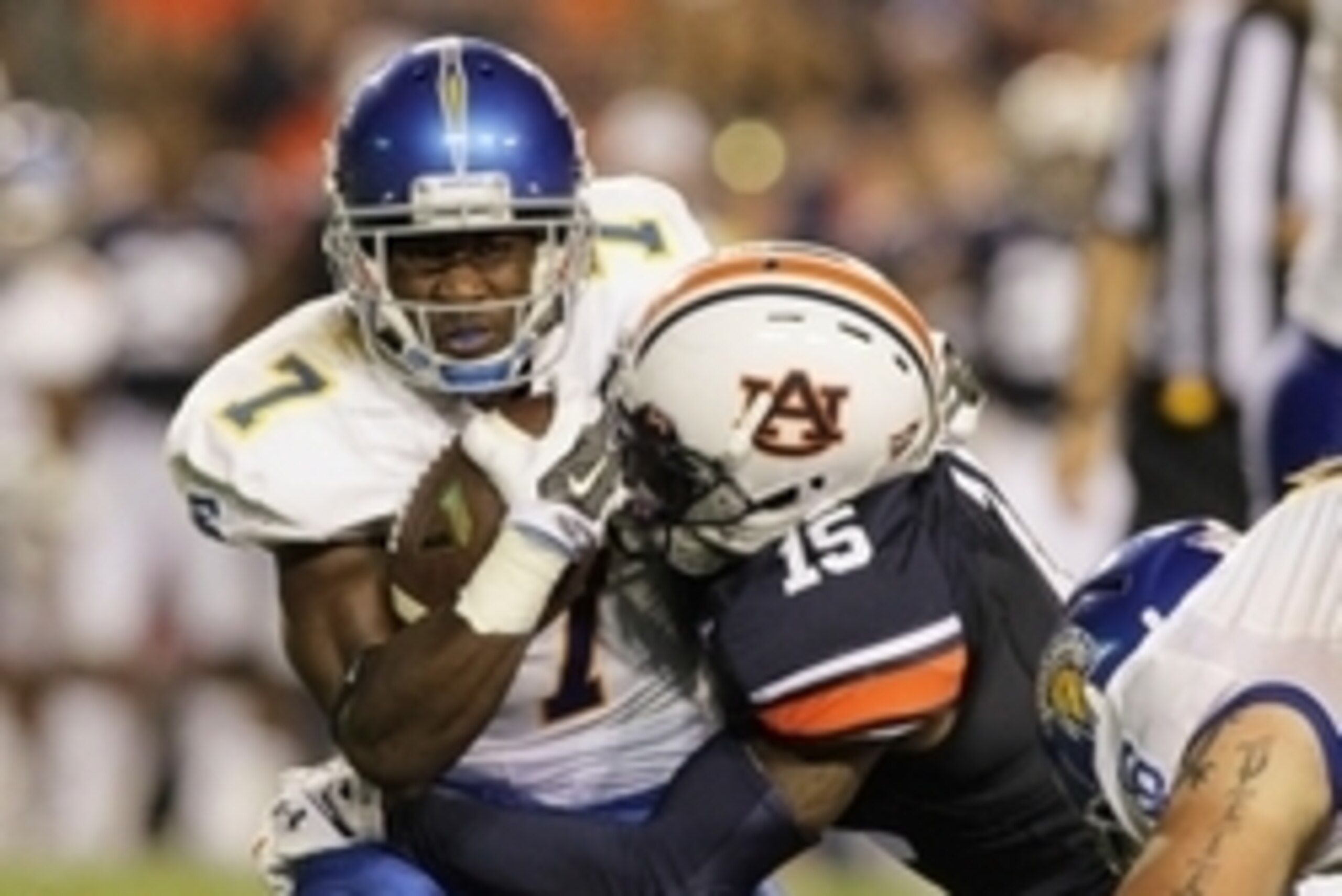 Sep 6, 2014; Auburn, AL, USA; Auburn Tigers defensive back Joshua Holsey (15) tackles San Jose State Spartans receiver Tyler Ervin (7) during the first half at Jordan Hare Stadium. Mandatory Credit: John Reed-USA TODAY Sports Sep 6, 2014; Auburn, AL, USA; Auburn Tigers defensive back Joshua Holsey (15) tackles San Jose State Spartans receiver Tyler Ervin (7) during the first half at Jordan Hare Stadium. Mandatory Credit: John Reed-USA TODAY Sports