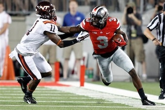 Michael Thomas (3) leads Ohio State with 11 receptions for 214 yards and four touchdowns in 2014.