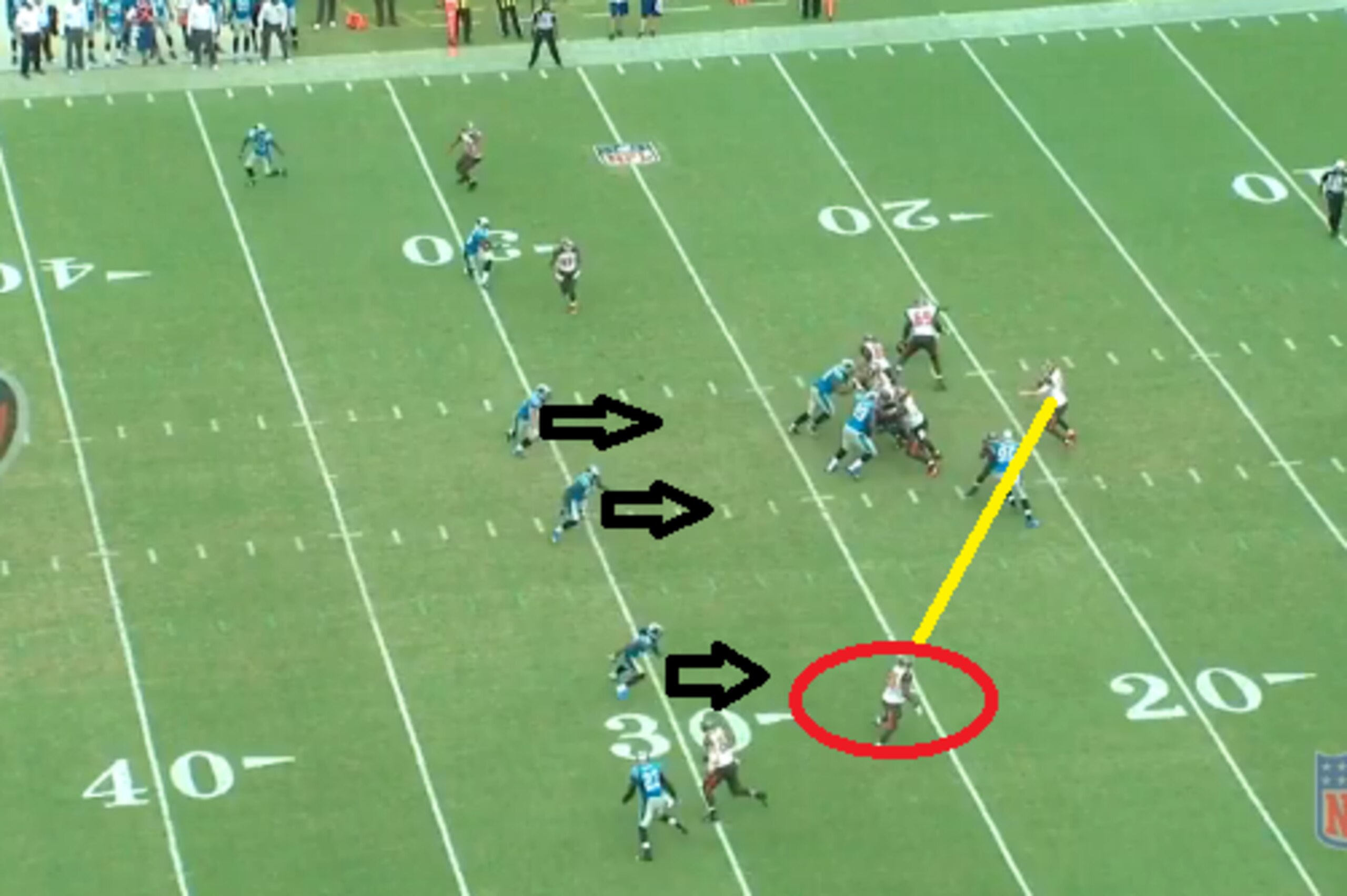 McCown short throw on third down