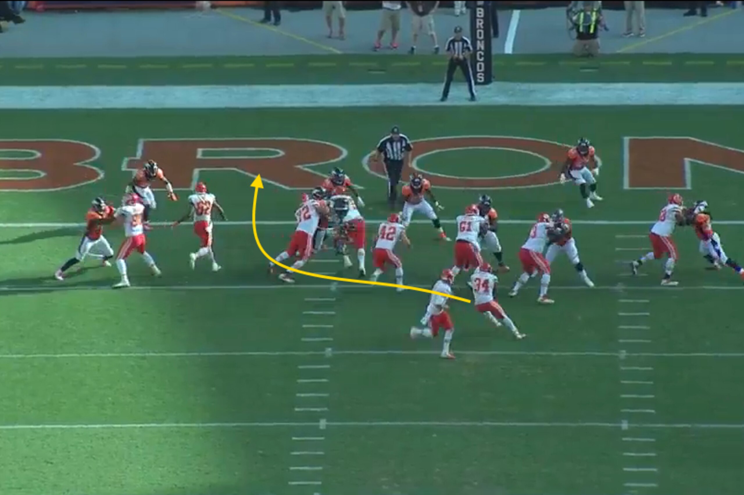 Great blocking by the Chiefs and Davis made sure they were rewarded for it.