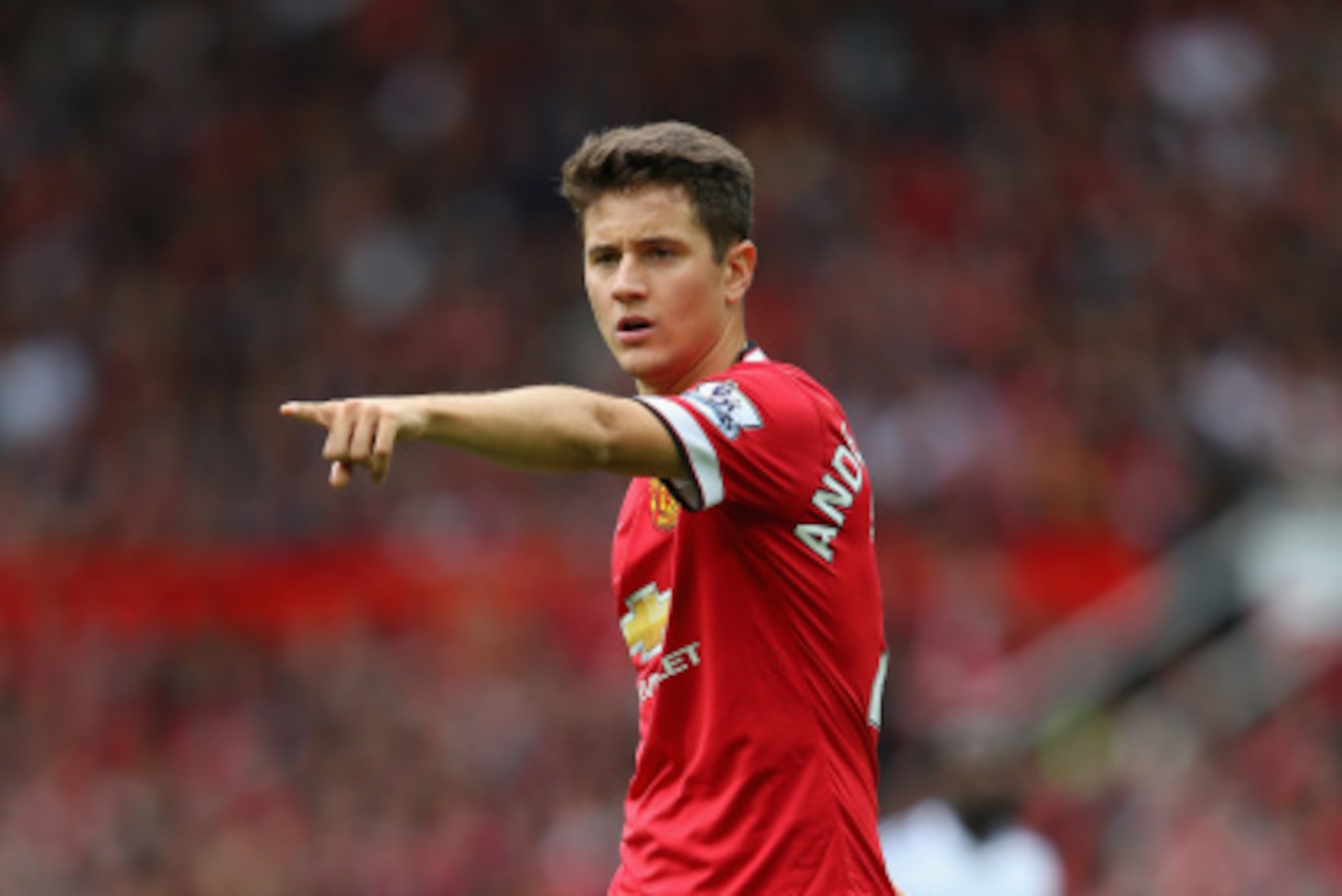 MANCHESTER, ENGLAND - AUGUST 16:  Ander Herrera of Manchester United  gestures during the Barclays Premier League match between Manchester United and Swansea City at Old Trafford on August 16, 2014 in Manchester, England.  (Photo by Alex Livesey/Getty Ima