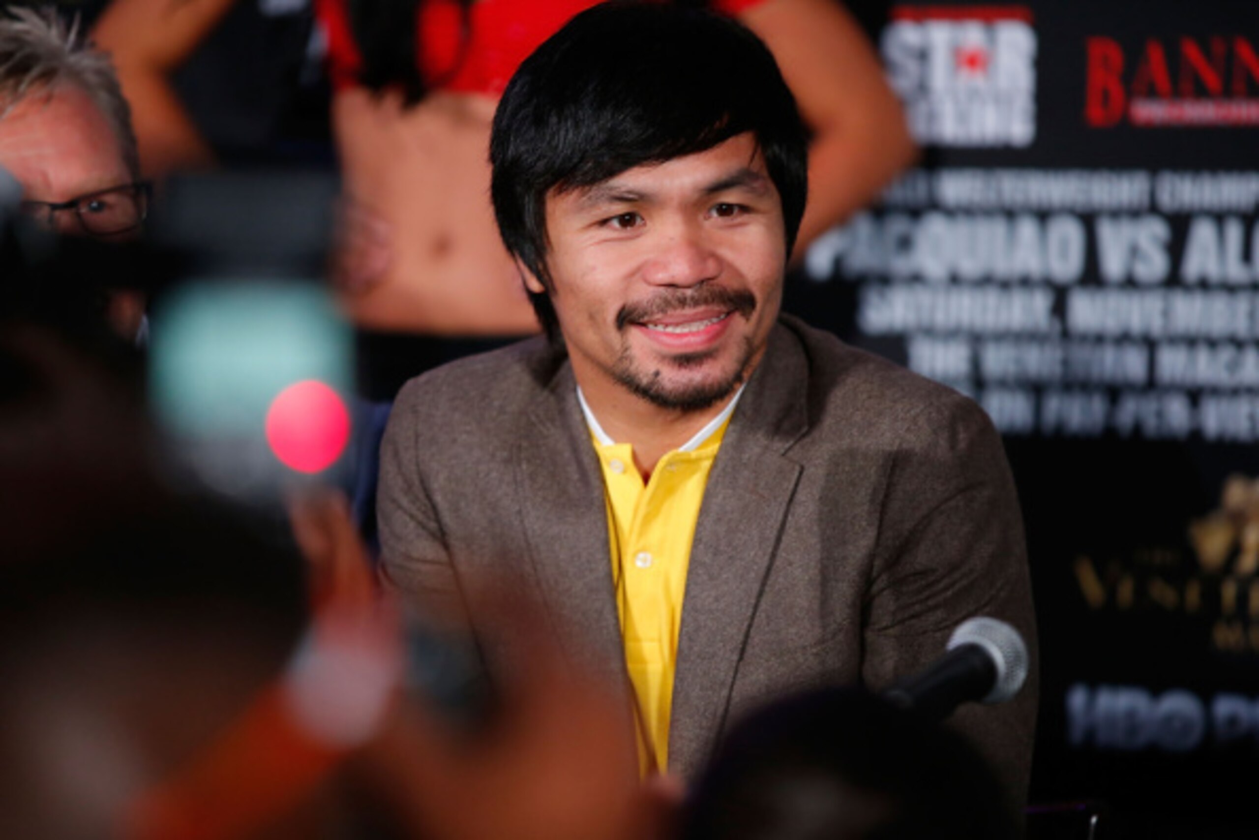 NEW YORK, NY - SEPTEMBER 04:  Manny Pacquiao attends the Manny Pacquiao v Chris Algieri Media Tour at The Liberty Theatre on September 4, 2014 in New York City.  (Photo by Joe Scarnici/Getty Images)