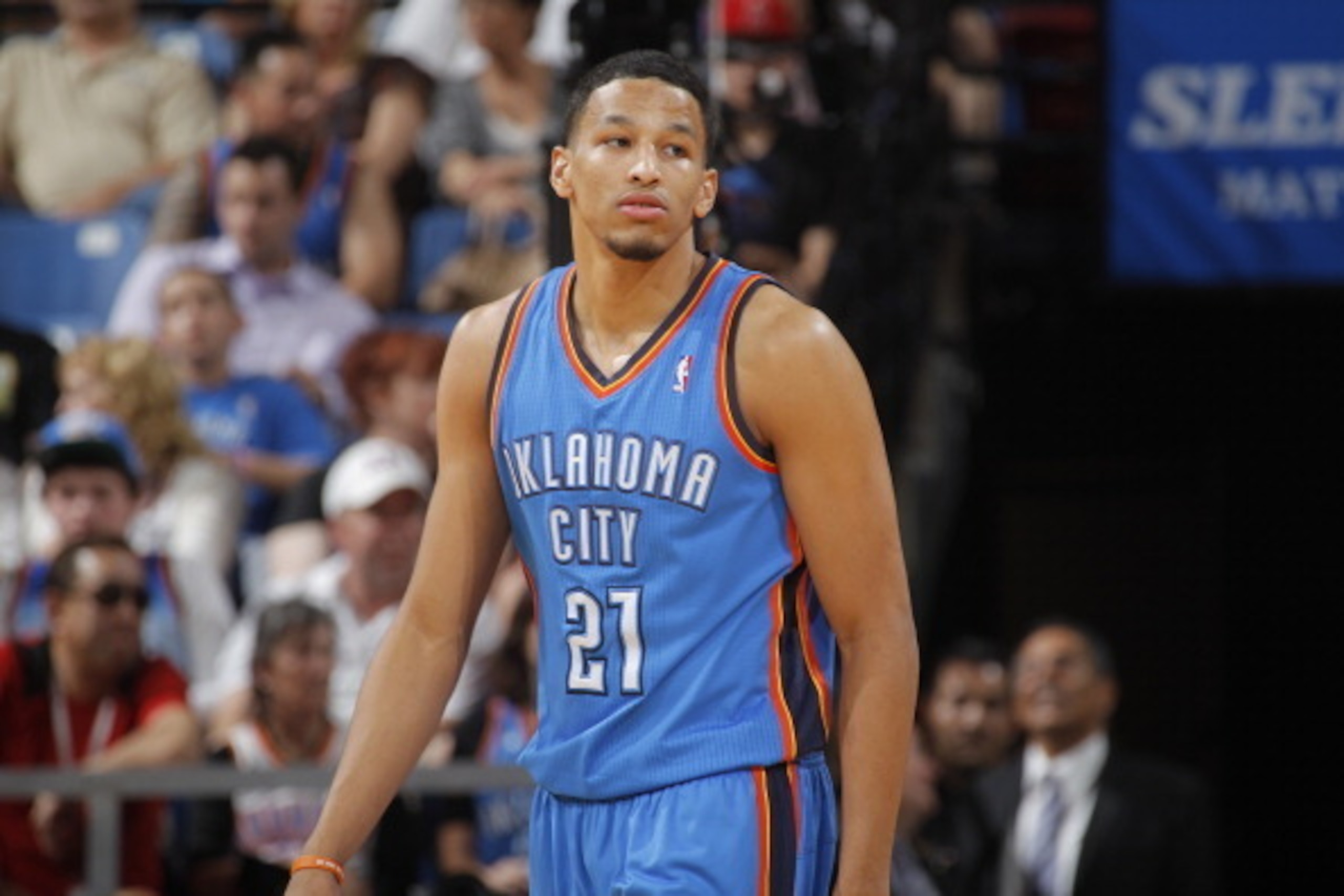 SACRAMENTO, CA - APRIL 8: Andre Roberson #21 of the Oklahoma City Thunder in a game against the Sacramento Kings on April 8, 2014 at Sleep Train Arena in Sacramento, California. NOTE TO USER: User expressly acknowledges and agrees that, by downloading and