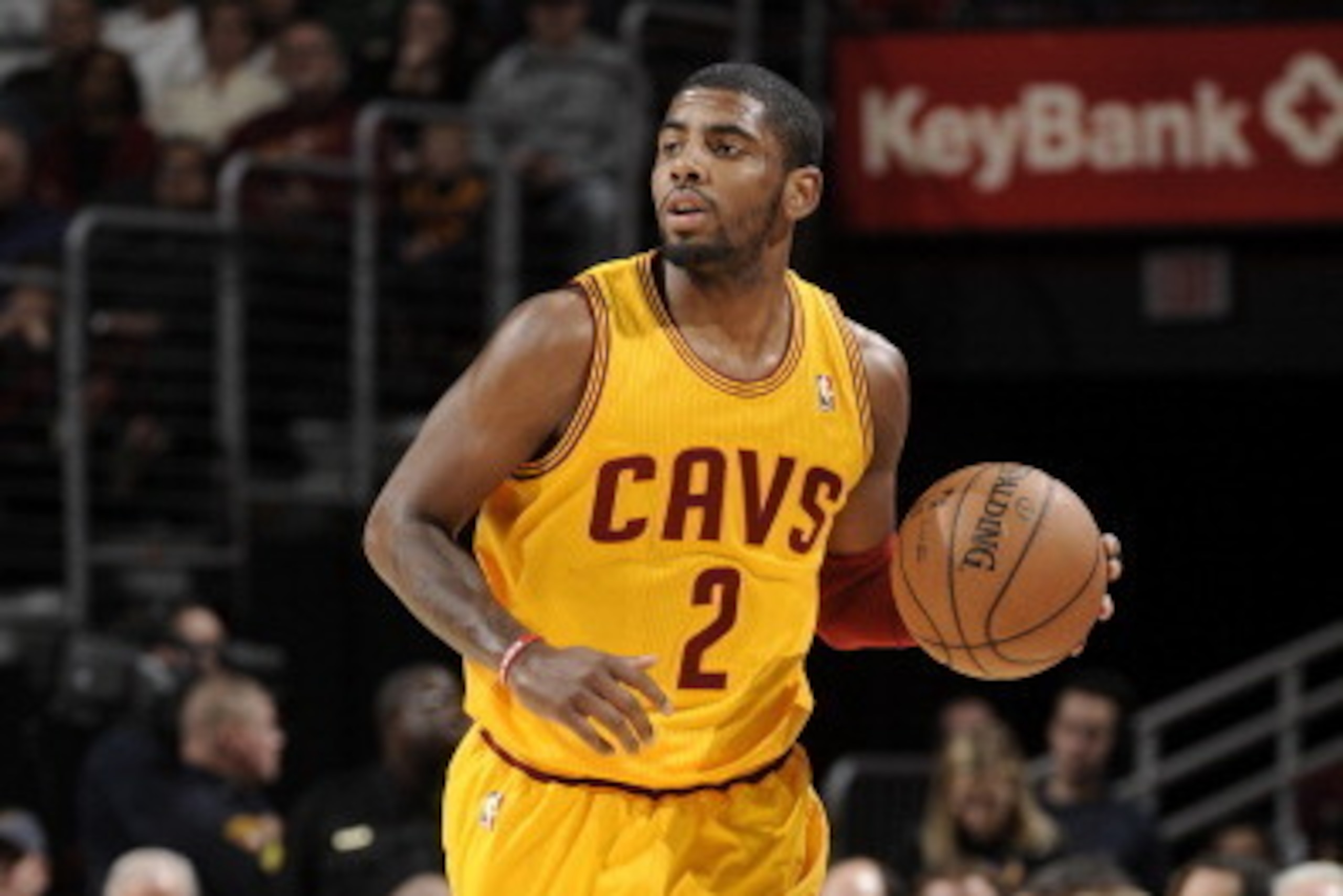 CLEVELAND, OH - JANUARY 26: Kyrie Irving #2 of the Cleveland Cavaliers brings the ball up the court against the Phoenix Suns at The Quicken Loans Arena on January 26, 2014 in Cleveland, Ohio. NOTE TO USER: User expressly acknowledges and agrees that, by CLEVELAND, OH - JANUARY 26: Kyrie Irving #2 of the Cleveland Cavaliers brings the ball up the court against the Phoenix Suns at The Quicken Loans Arena on January 26, 2014 in Cleveland, Ohio. NOTE TO USER: User expressly acknowledges and agrees that, by