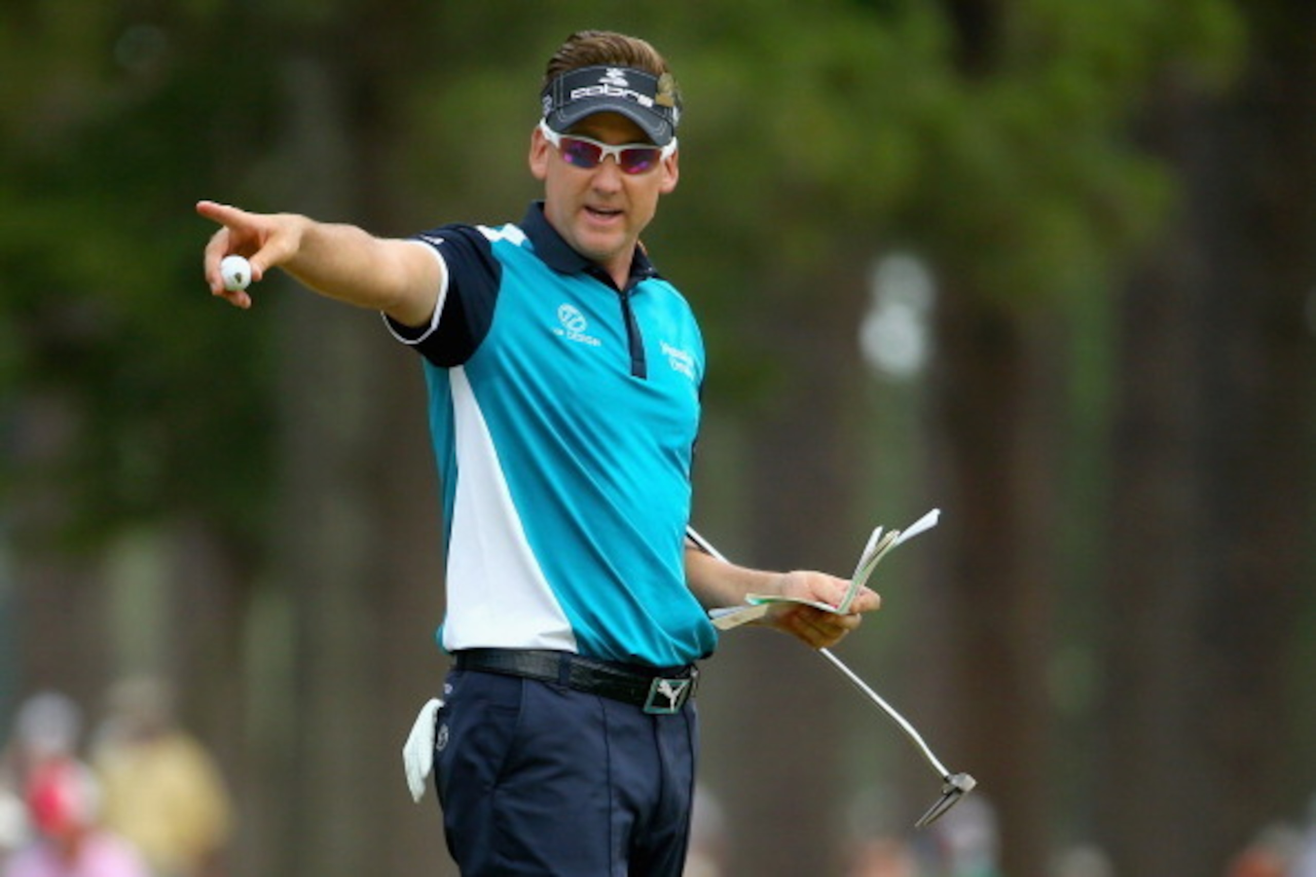 PINEHURST, NC - JUNE 12:  Ian Poulter of England reacts on the tenth hole during the first round of the 114th U.S. Open at Pinehurst Resort & Country Club, Course No. 2 on June 12, 2014 in Pinehurst, North Carolina.  (Photo by Streeter Lecka/Getty Images)