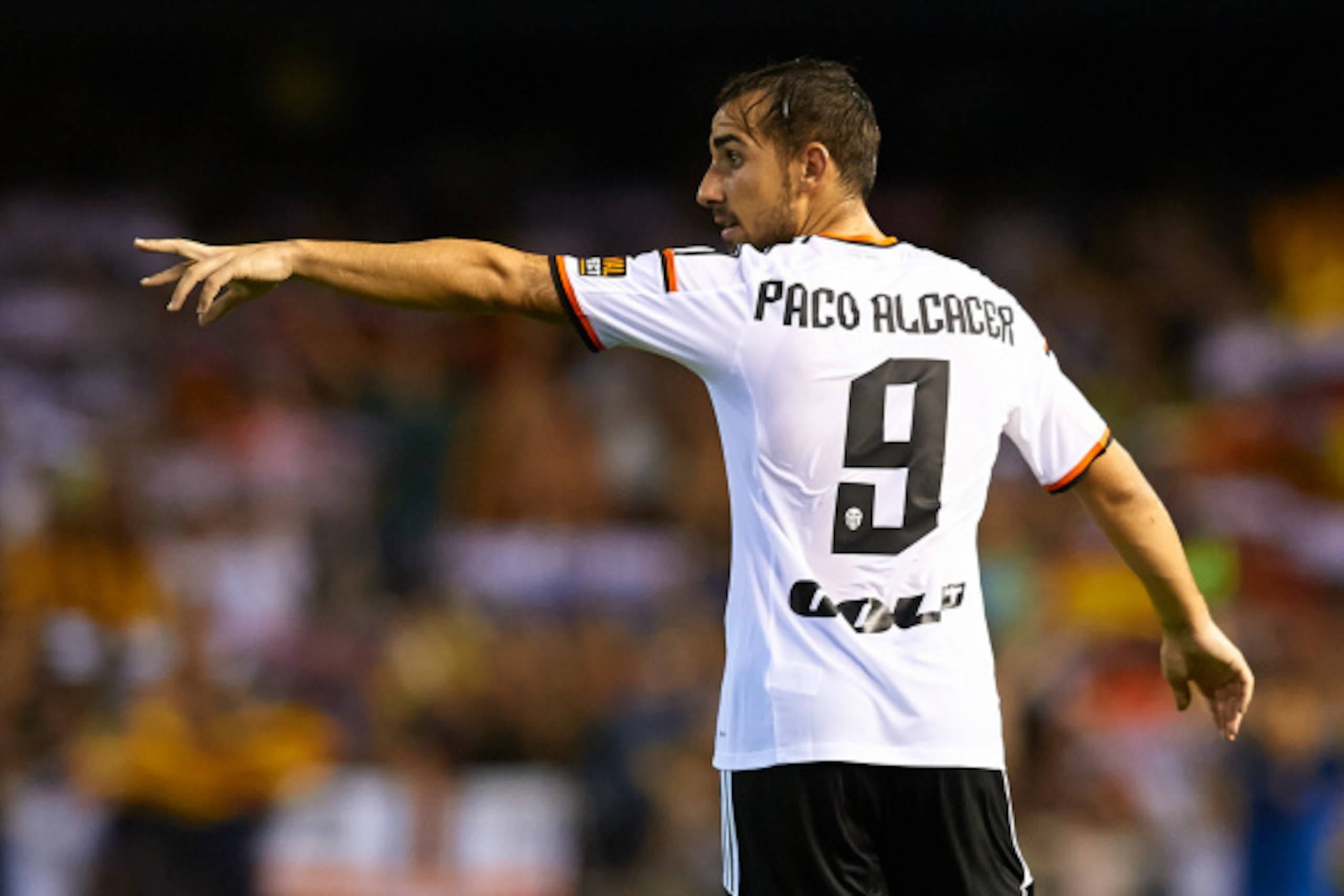 VALENCIA, SPAIN - AUGUST 29:  Paco Alcacer of Valencia reacts during the La Liga match between Valencia CF and Malaga CF at Estadi de Mestalla on August 29, 2014 in Valencia, Spain.  (Photo by Manuel Queimadelos Alonso/Getty Images)