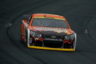 LOUDON, NH - SEPTEMBER 20:  Jeff Gordon, driver of the #24 Drive To End Hunger Chevrolet, practices for the NASCAR Sprint Cup Series Sylvania 300 at New Hampshire Motor Speedway on September 20, 2014 in Loudon, New Hampshire.  (Photo by Jared Wickerham/Ge