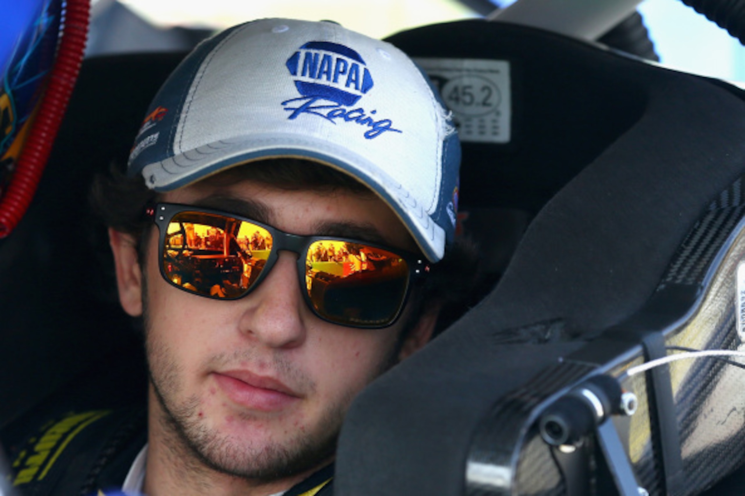 SPARTA, KY - SEPTEMBER 20:  Chase Elliott, driver of the #9 NAPA Auto Parts Chevrolet,  prepares for qualifying for the NASCAR Nationwide Series VisitMyrtleBeach.com 300 at Kentucky Speedway on September 20, 2014 in Sparta, Kentucky.  (Photo by Andy Lyons