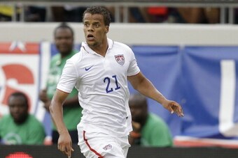 JACKSONVILLE, FL - JUNE 07:  Defender Timmy Chandler #21 of the United States dribbles during the international friendly match against Nigeria at EverBank Field on June 7, 2014 in Jacksonville, Florida.  (Photo by Mike Zarrilli/Getty Images)