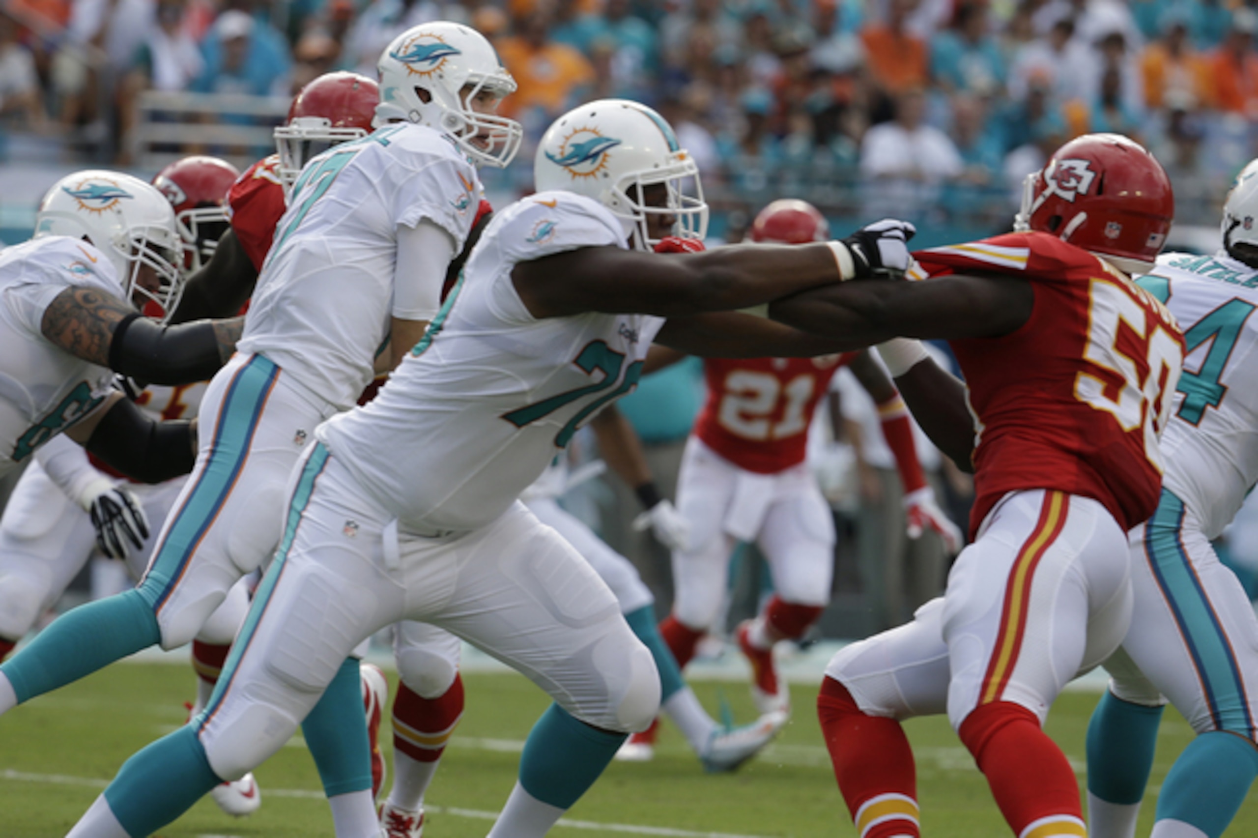 The Dolphins' new tackles have been heavily tested so far in 2014.