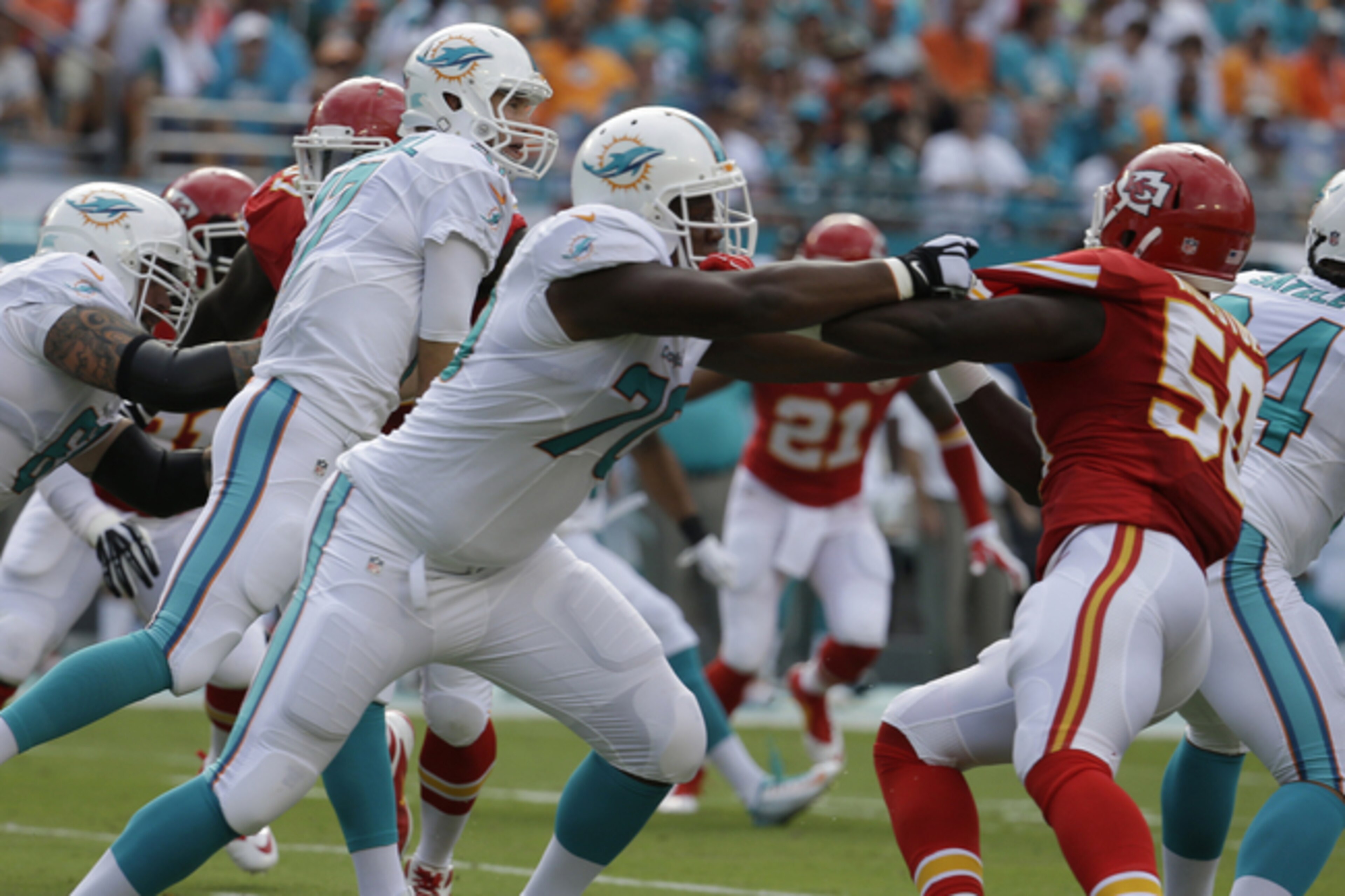 The Dolphins' new tackles have been heavily tested so far in 2014.