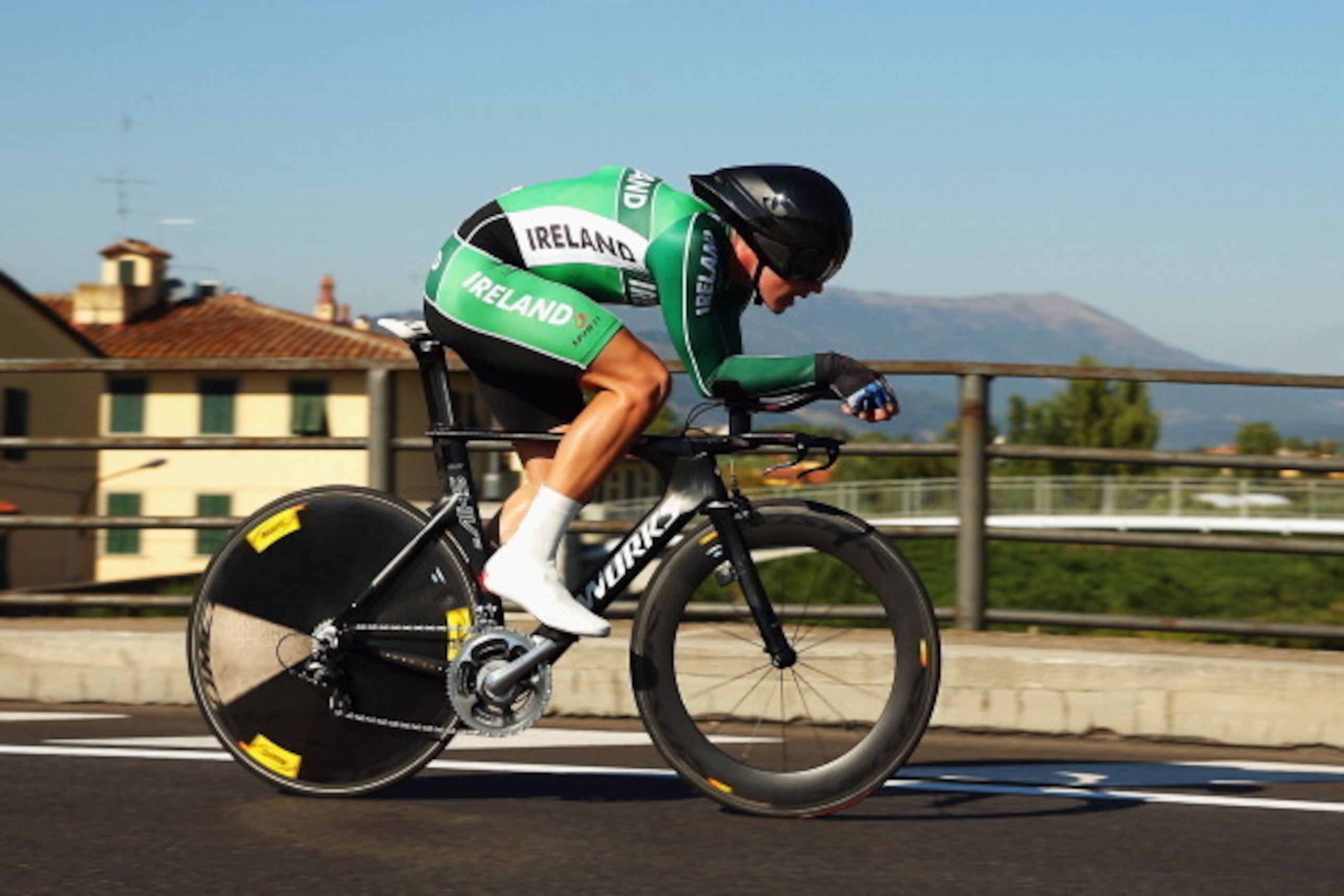 FLORENCE, ITALY - SEPTEMBER 23:  Ryan Mullen of Ireland in action in the Men's U23 Time Trial during day two of the UCI Road World Championships on September 23, 2013 in Florence, Italy.  (Photo by Bryn Lennon/Getty Images)