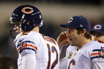PHILADELPHIA, PA - DECEMBER 22: Quarterback Josh McCown #12 of the Chicago Bears gets set to replace Jay Cutler during the fourth quarter against the Philadelphia Eagles in a game at Lincoln Financial Field on December 22, 2013 in Philadelphia, Pennsylvan