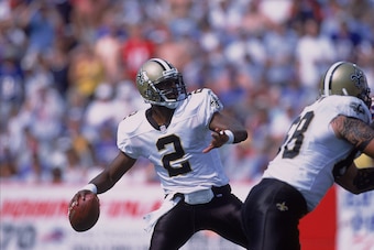 9 Sep 2001:  Quarterback Aaron Brooks #2 of the New Orleans Saints throwing the ball during the game against the Buffalo Bills at the Ralph Wilson Stadium in Orchard Park, New York.  The Saints defeated the Bills 24-6.Mandatory Credit: Rick Stewart  /Alls