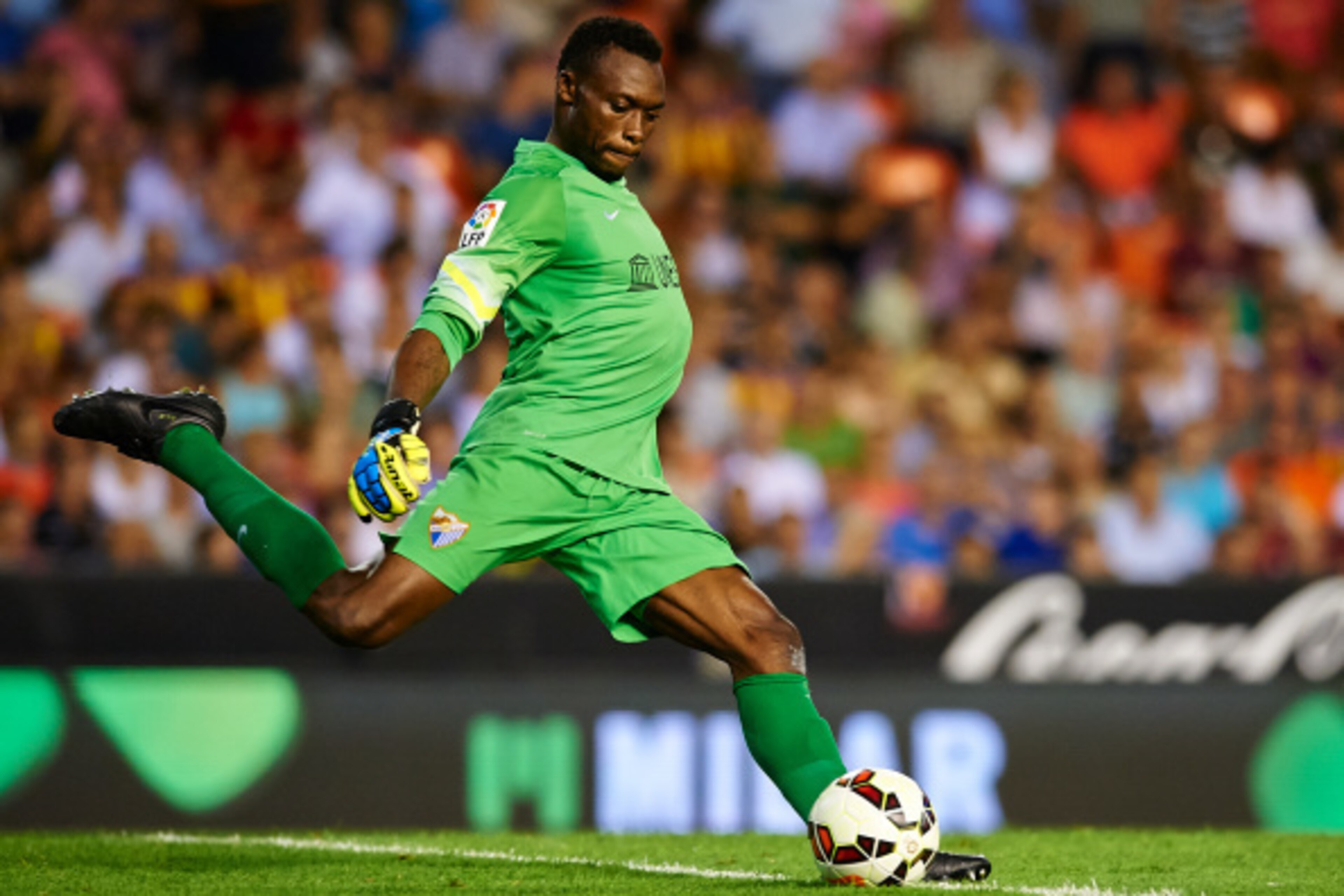 VALENCIA, SPAIN - AUGUST 29:  Kameni of Malaga in action during the La Liga match between Valencia CF and Malaga CF at Estadi de Mestalla on August 29, 2014 in Valencia, Spain.  (Photo by Manuel Queimadelos Alonso/Getty Images)