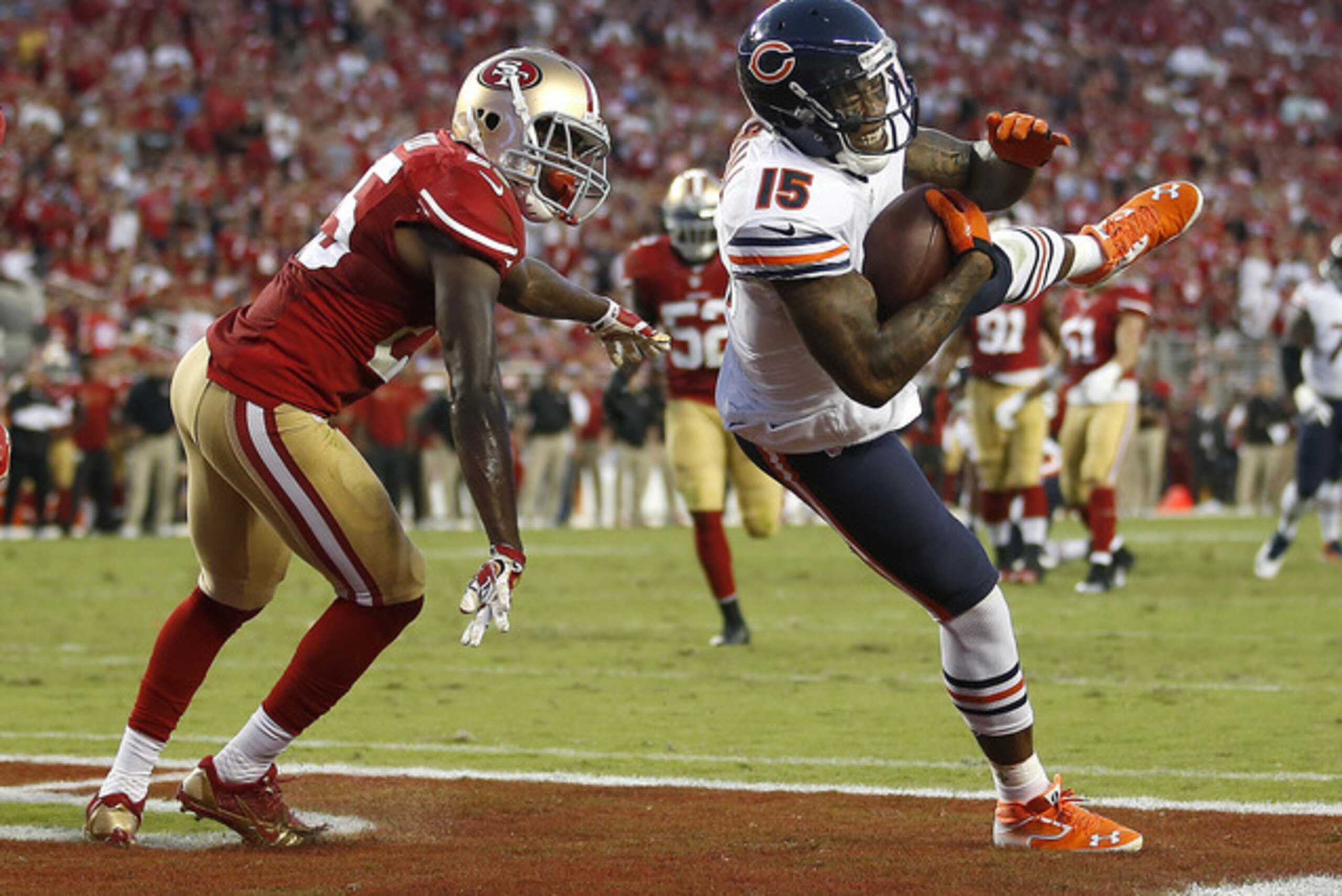 Jimmie Ward and the 49ers secondary had no answers for Bears wideout Brandon Marshall in Week 2.