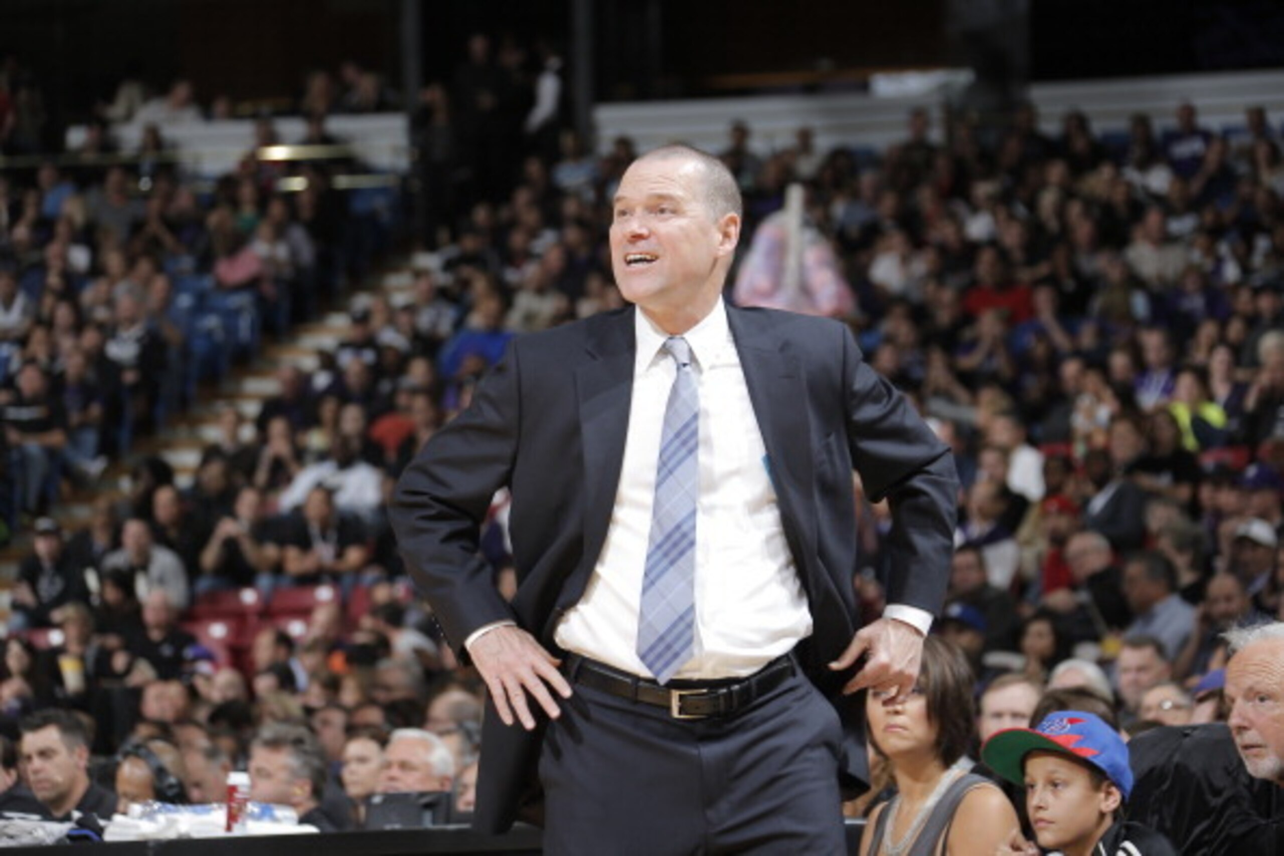 SACRAMENTO, CA - NOVEMBER 1:  Sacramento Kings head coach Mike Malone looks on as the Sacramento Kings take on the Los Angeles Clippers at Sleep Train Arena on November 1, 2013 in Sacramento, California. NOTE TO USER: User expressly acknowledges and agree