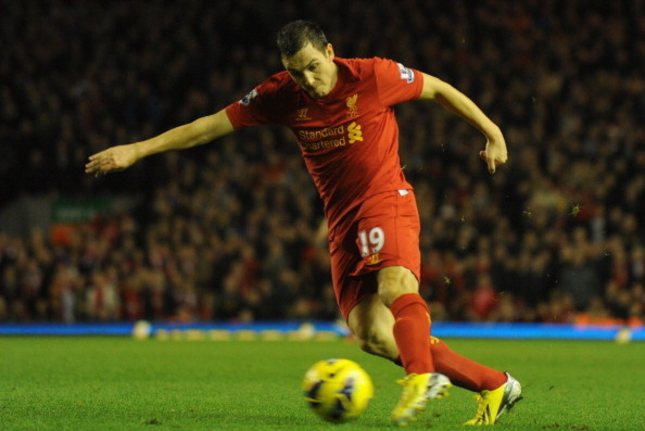 LIVERPOOL, ENGLAND - JANUARY 02: Stewart Downing of Liverpool in action during the Barclays Premier League match between Liverpool and Sunderland at Anfield on January 2, 2013 in Liverpool, England. (Photo by Chris Brunskill/Getty Images) LIVERPOOL, ENGLAND - JANUARY 02: Stewart Downing of Liverpool in action during the Barclays Premier League match between Liverpool and Sunderland at Anfield on January 2, 2013 in Liverpool, England. (Photo by Chris Brunskill/Getty Images)