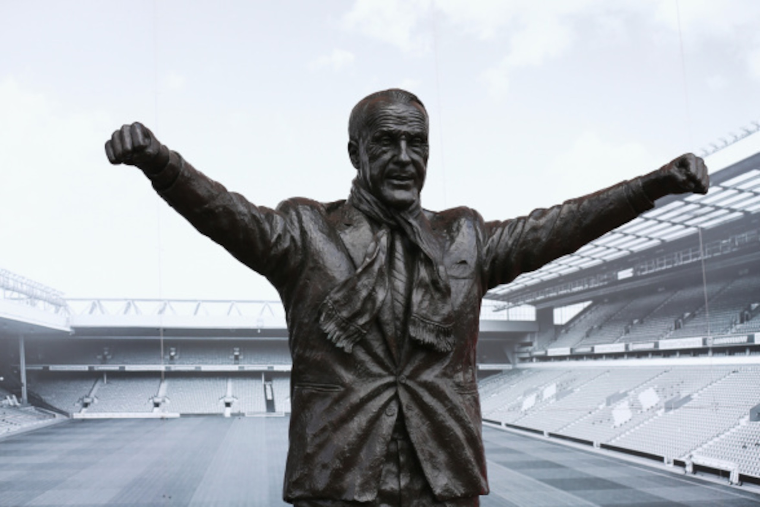 LIVERPOOL, ENGLAND - AUGUST 17:  The Bill Shankly statue is pictured prior to the Barclays Premier League match between Liverpool and Southampton at Anfield on August 17, 2014 in Liverpool, England.  (Photo by Alex Livesey/Getty Images)
