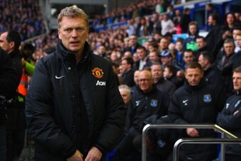 LIVERPOOL, ENGLAND - APRIL 20:  David Moyes manager of Manchester United looks on during the Barclays Premier League match between Everton and Manchester United at Goodison Park on April 20, 2014 in Liverpool, England.  (Photo by Clive Brunskill/Getty Ima