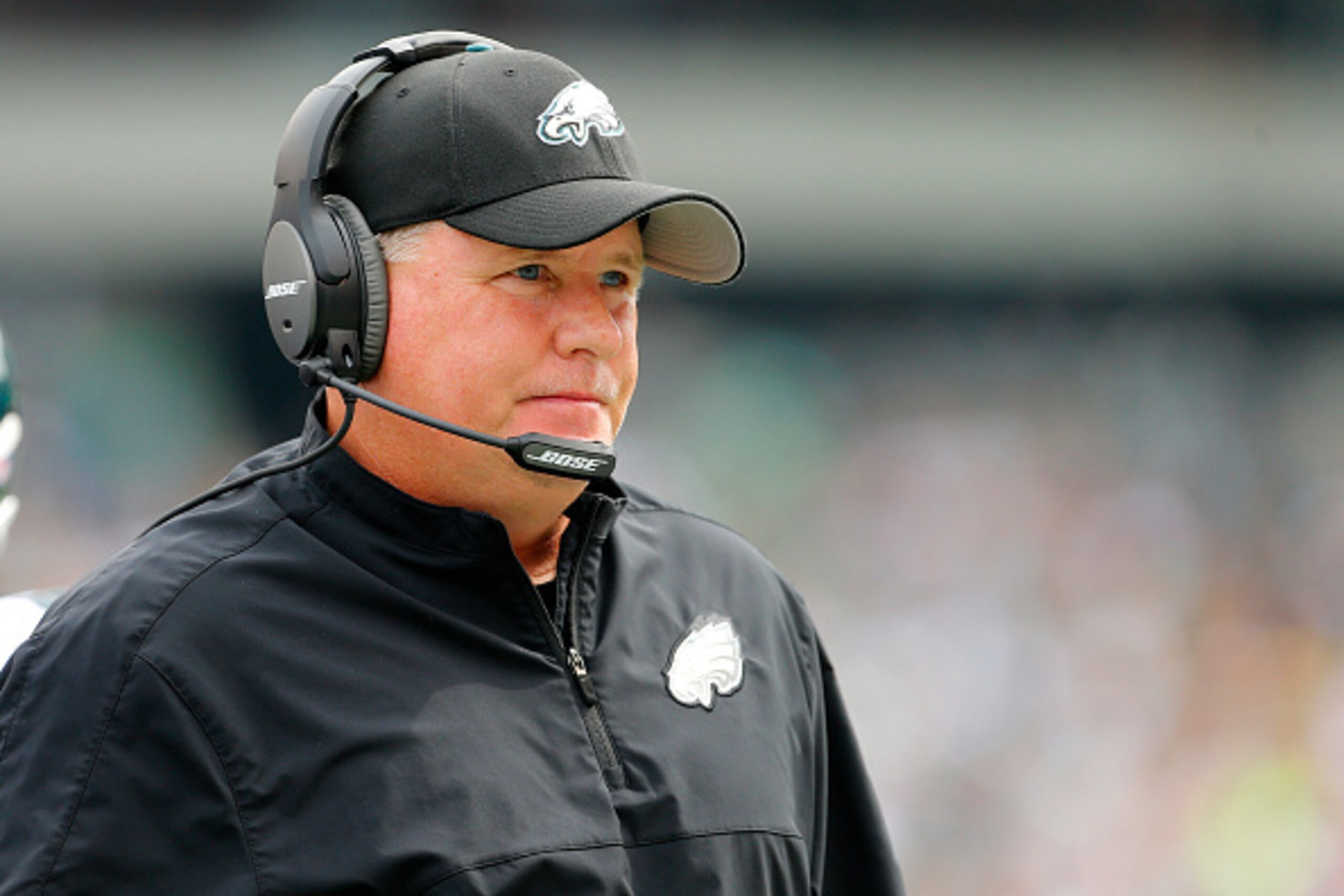 PHILADELPHIA, PA - SEPTEMBER 21:  Head coach Chip Kelly of the Philadelphia Eagles looks on against the Washington Redskins in the first half of the game at Lincoln Financial Field on September 21, 2014 in Philadelphia, Pennsylvania.  (Photo by Rich Schul