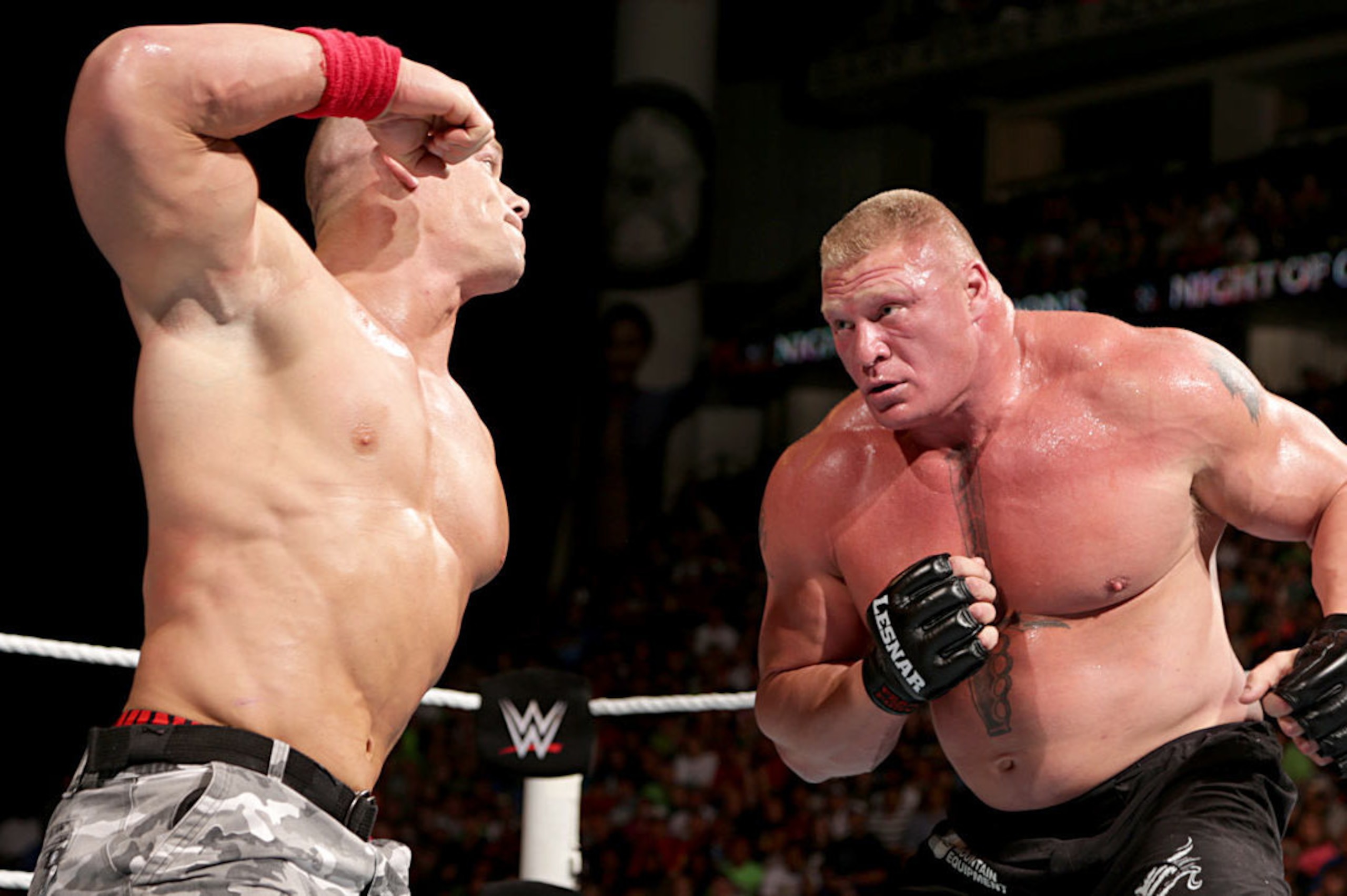 John Cena battles Brock Lesnar at Night of Champions.