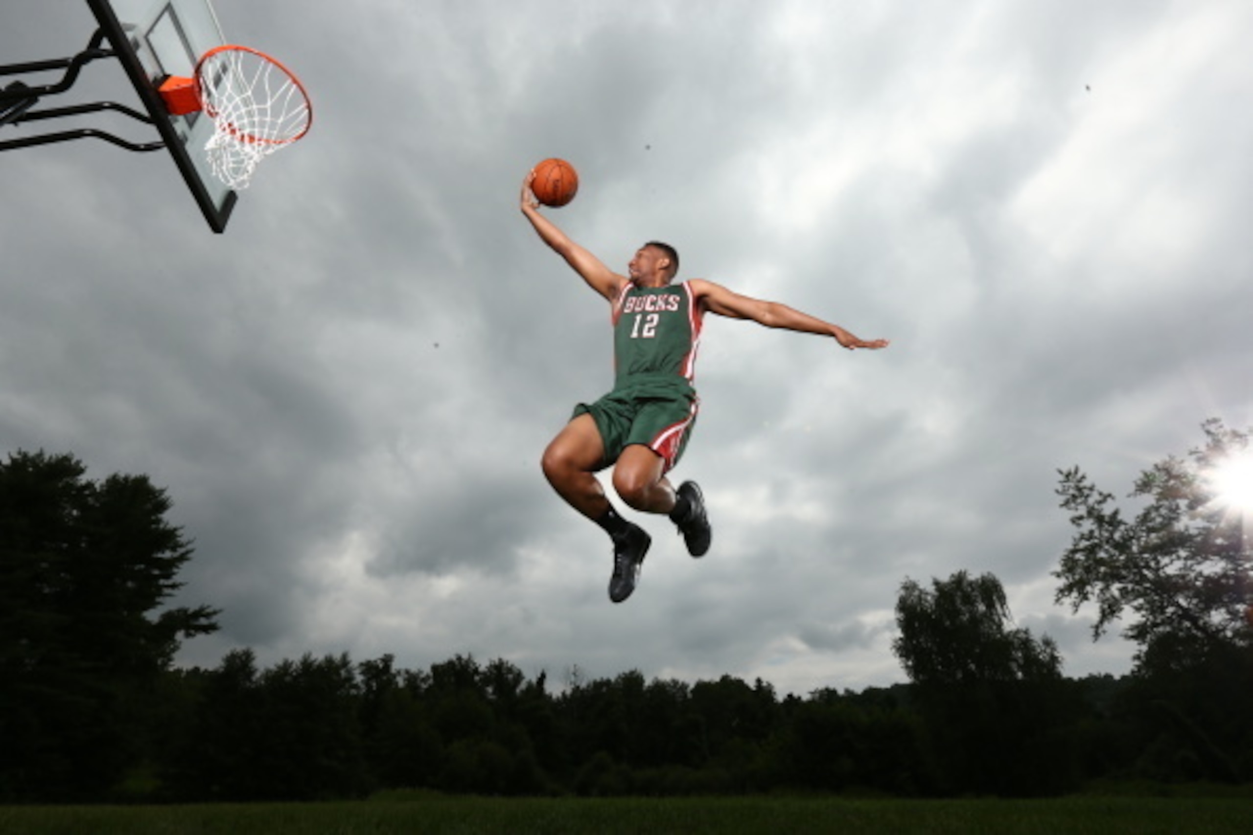 TARRYTOWN, NY - AUGUST 3: Jabari Parker #12 of the Milwaukee Bucks poses for a portrait during the 2014 NBA rookie photo shoot on August 3, 2014 at the Madison Square Garden Training Facility in Tarrytown, New York. NOTE TO USER: User expressly acknowledg