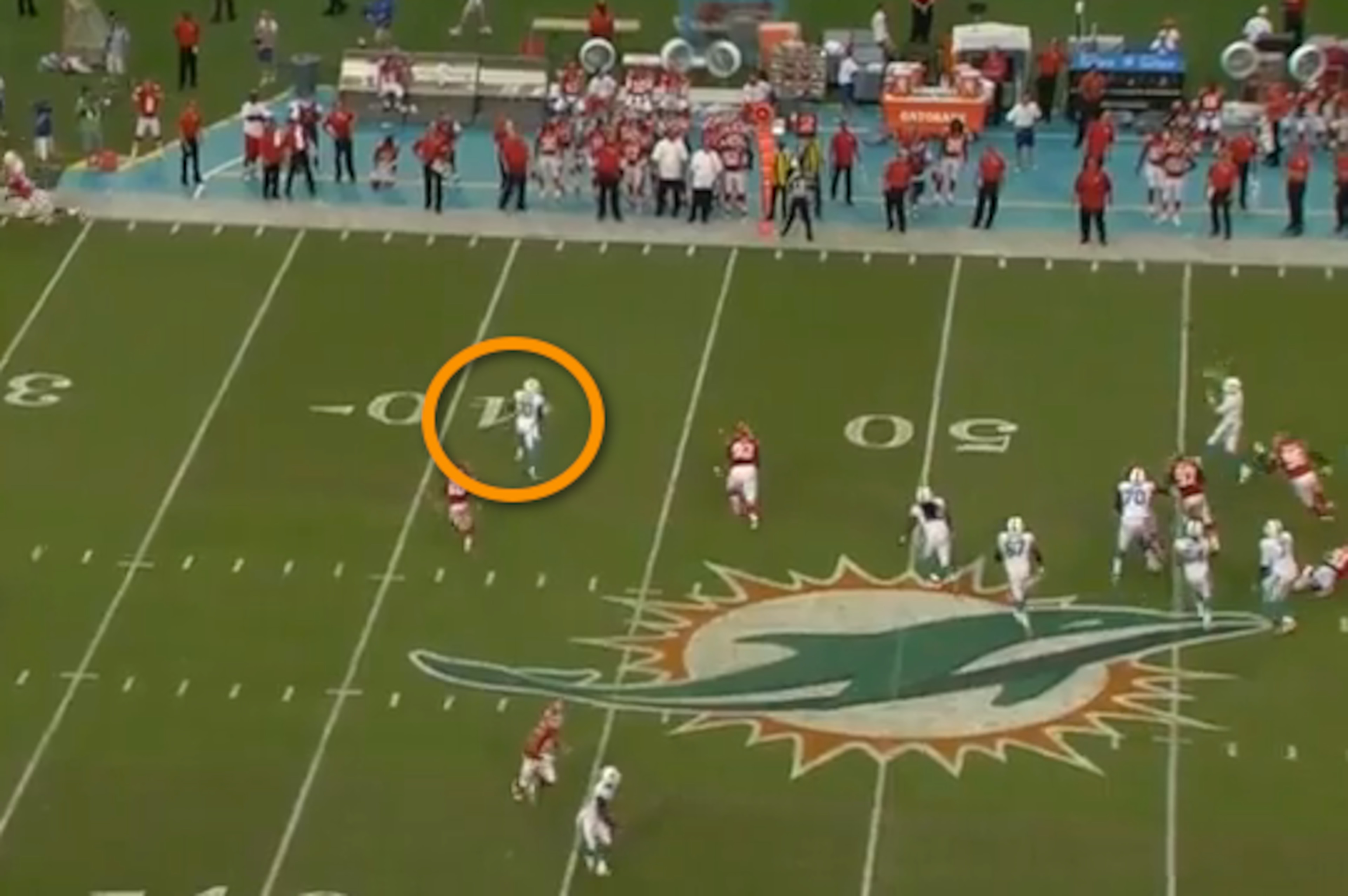 Tannehill threw deep to Wallace, passing up a wide open Gibson underneath