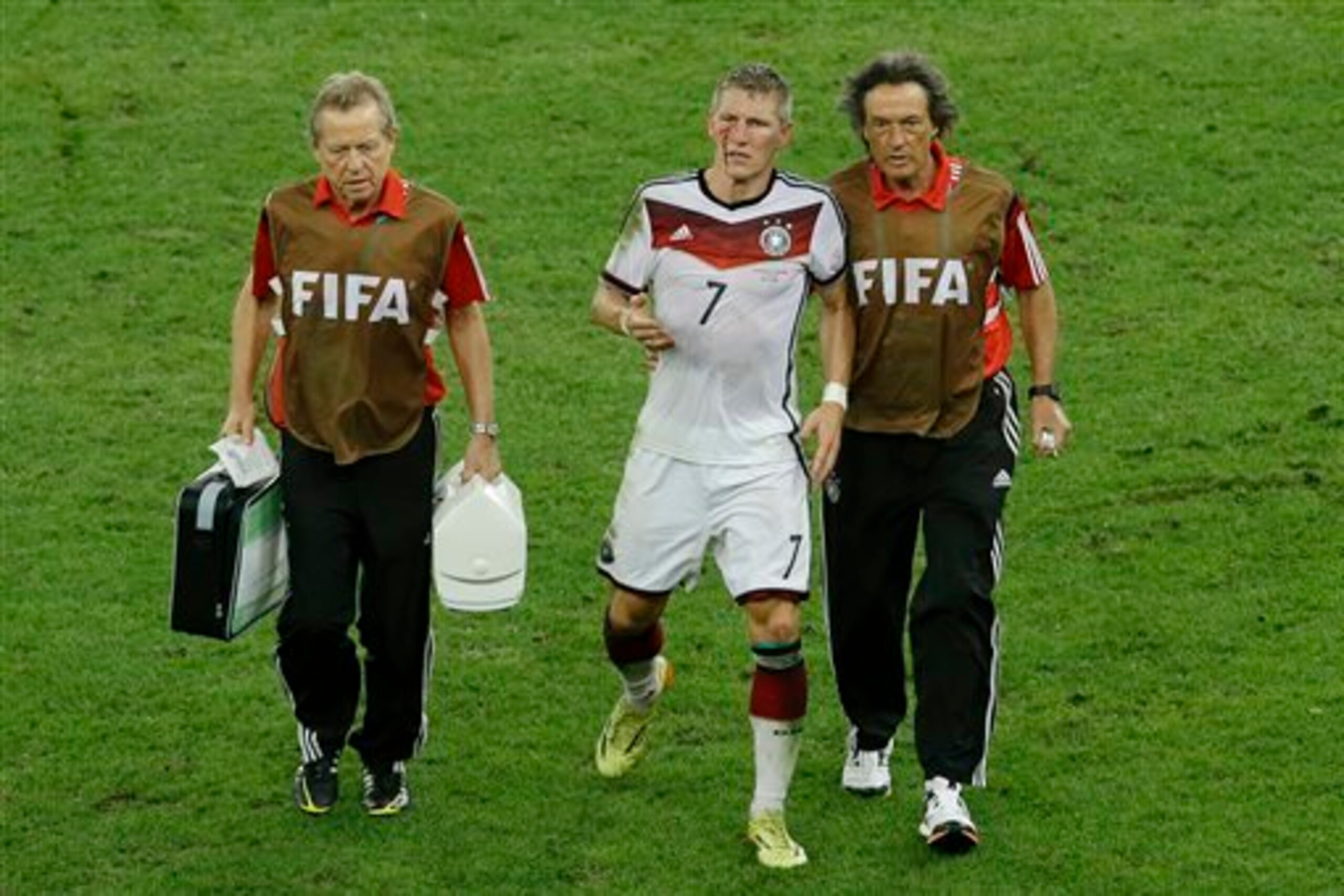 Schweinsteiger left the pitch brused and battered after the World Cup final. He's yet to play since.
