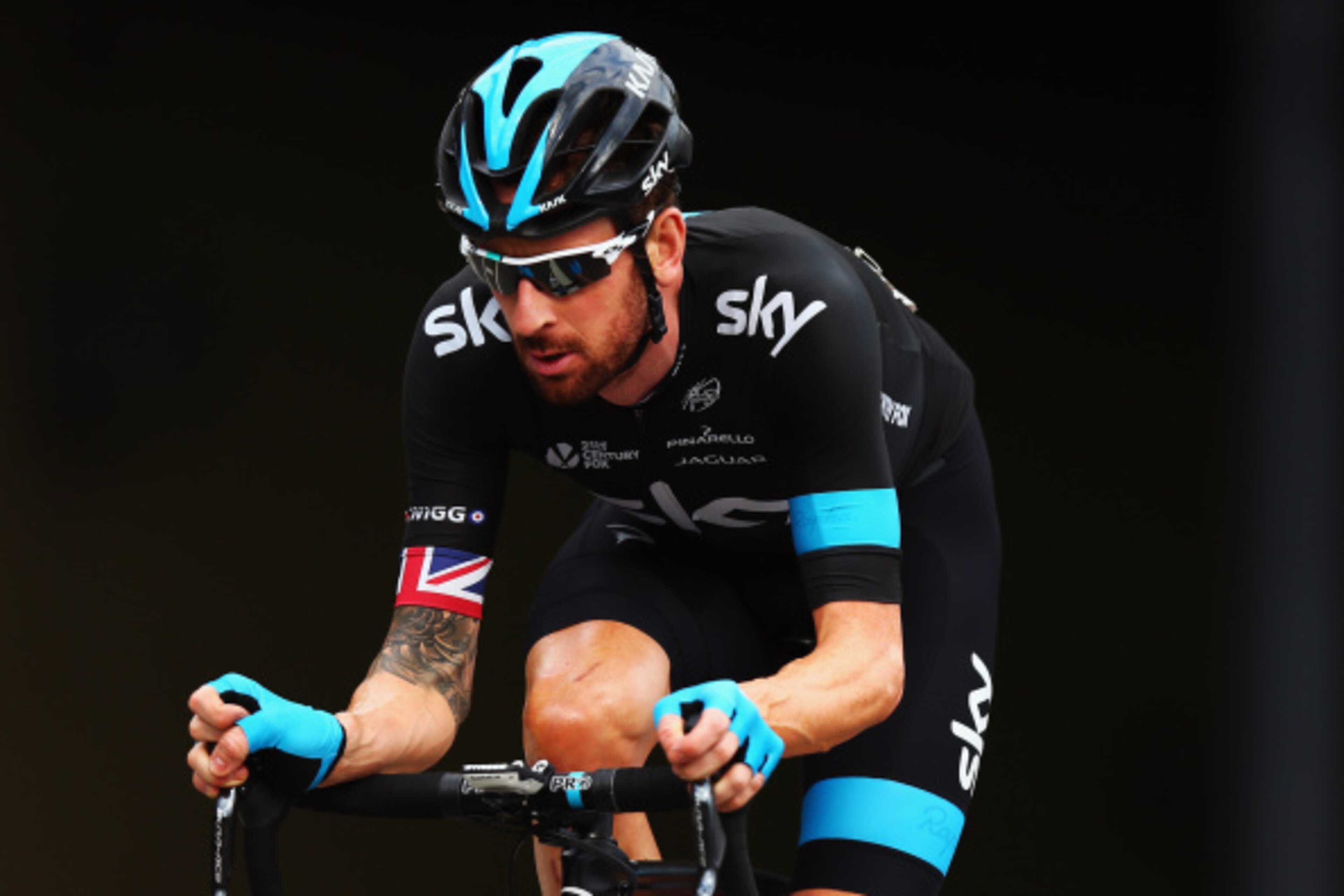 LONDON, ENGLAND - SEPTEMBER 14:  Sir Bradley Wiggins of Great Britain and Team SKY rides in the peloton on the final stage of the 2014 Tour of Britain, an 88km criterium around Whitehall on September 14, 2014 in London, England.  (Photo by Bryn Lennon/Get
