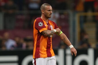 ISTANBUL, TURKEY -  SEPTEMBER 16: Wesley Sneijder of Galatasaray reacts during their UEFA Champions Leauge group D match on September 16, 2014, at TT Arena Stadium in Istanbul, Turkey. (Photo by Burak Kara/Getty Images)