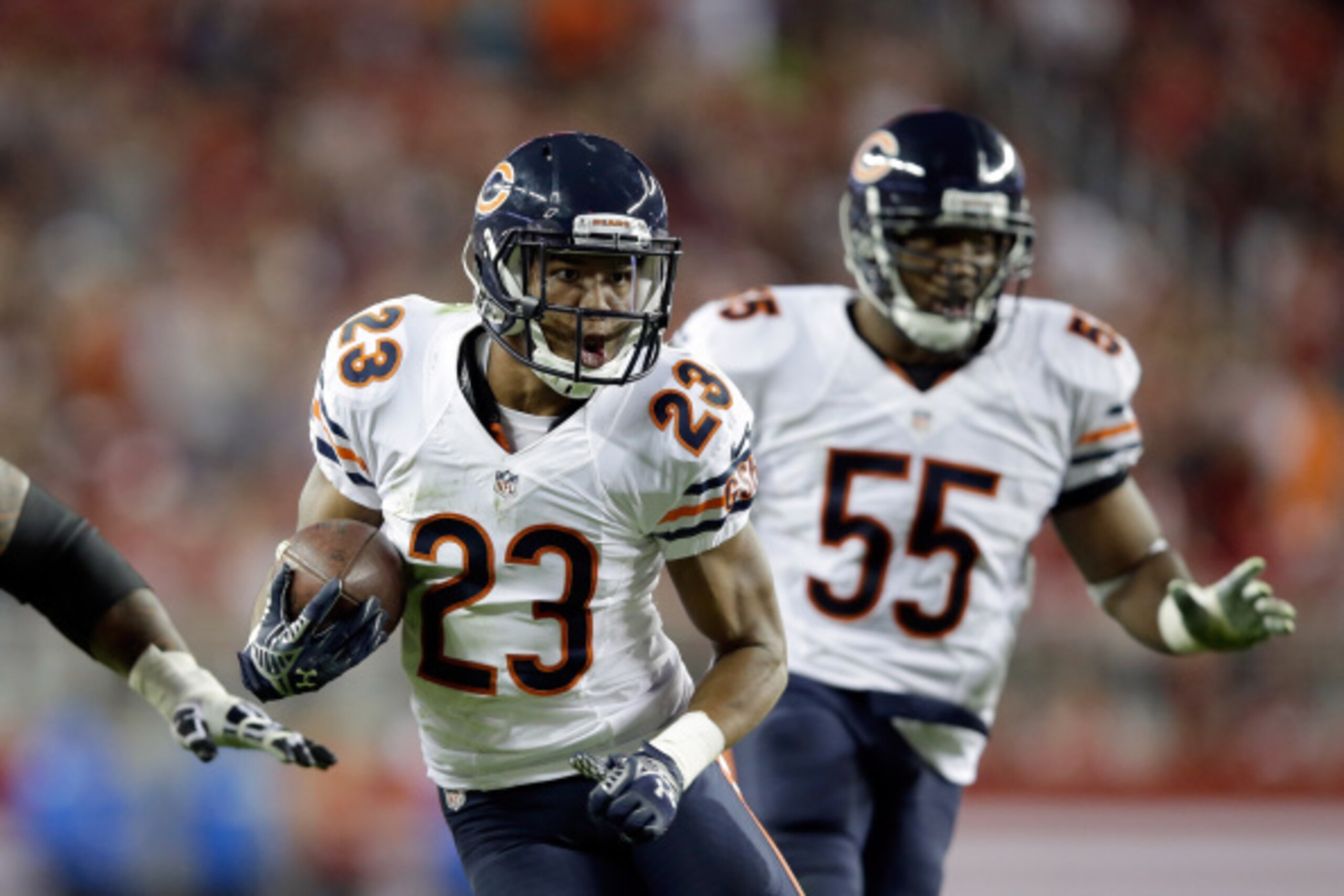 SANTA CLARA, CA - SEPTEMBER 14:  Cornerback Kyle Fuller #23 of the Chicago Bears runs back an interception against the San Francisco 49ers at Levi's Stadium on September 14, 2014 in Santa Clara, California.  (Photo by Ezra Shaw/Getty Images)