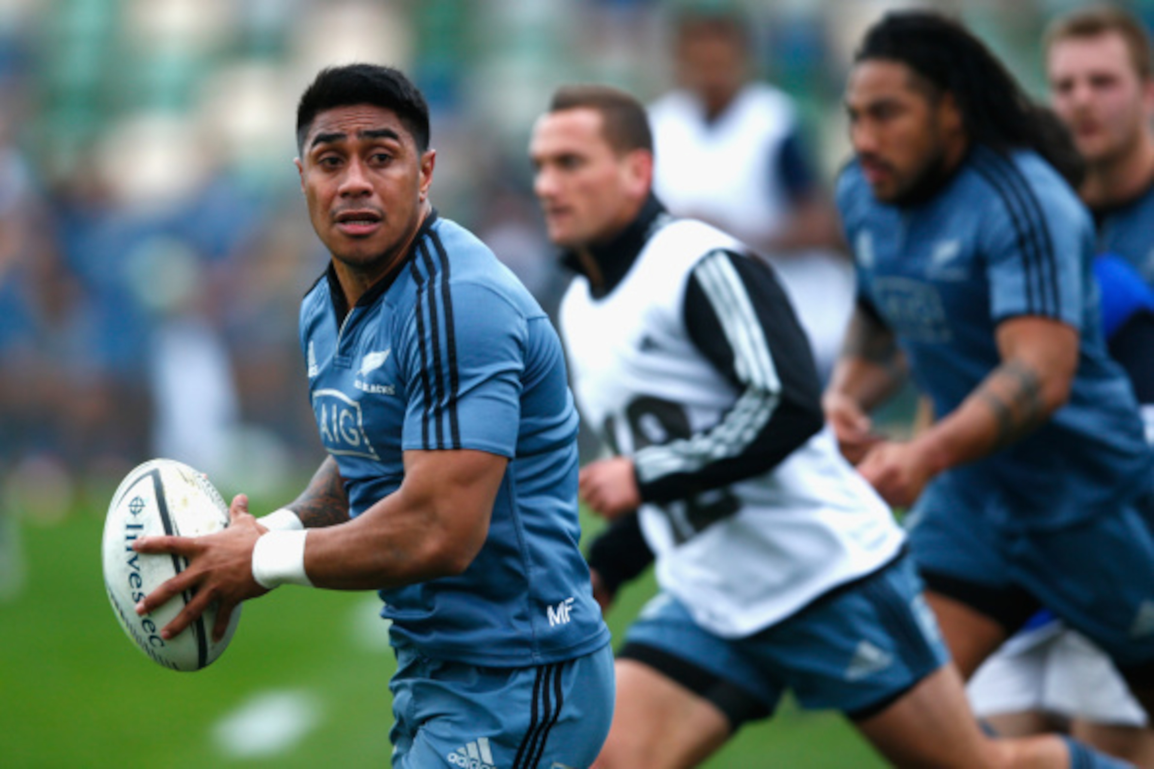NAPIER, NEW ZEALAND - SEPTEMBER 04: Malakai Fekitoa of the All Blacks passes during the New Zealand All Blacks training session on September 4, 2014 in Napier, New Zealand.  (Photo by Phil Walter/Getty Images)