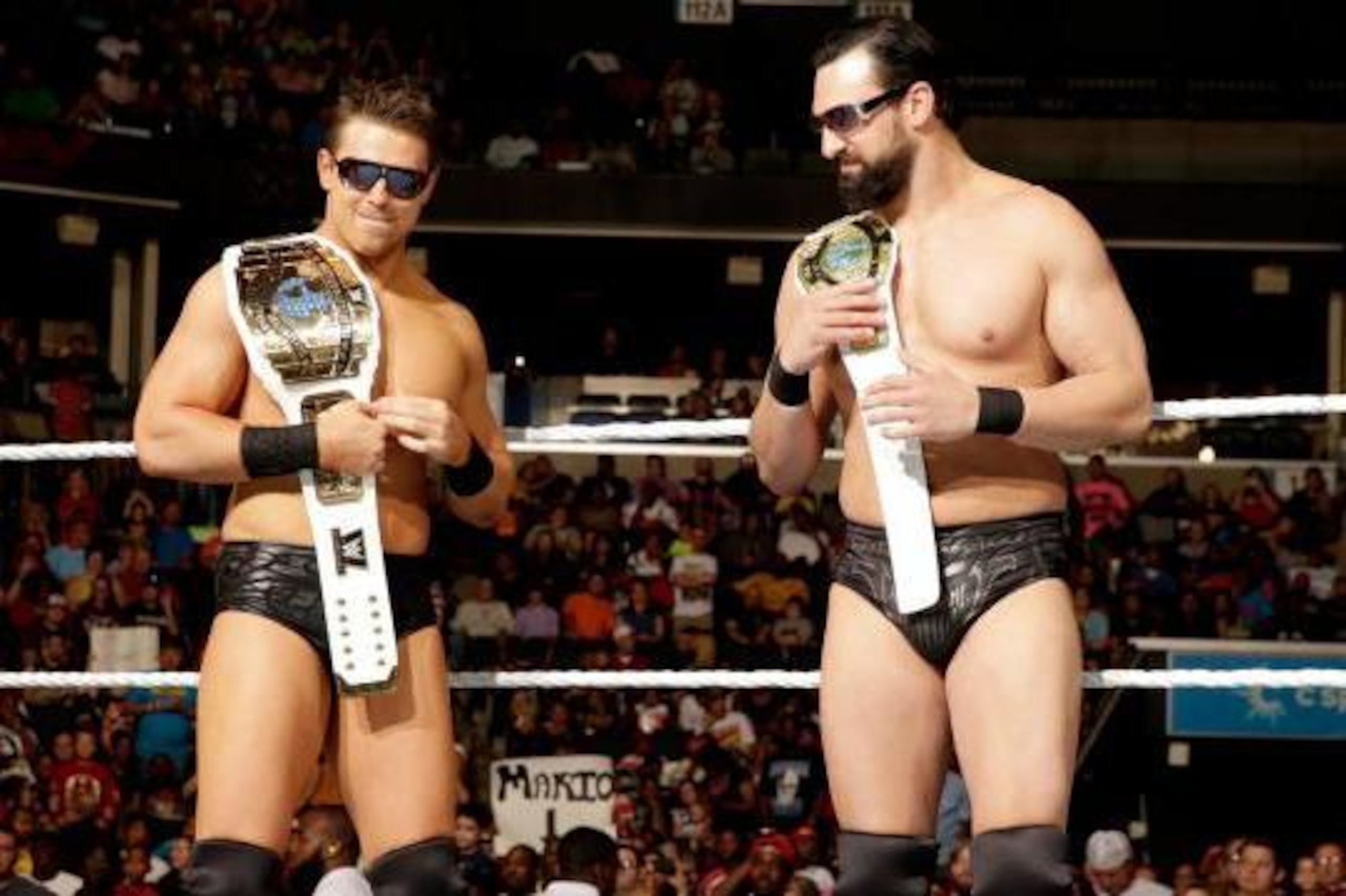 The Miz holds the Intercontinental Championship. Damien Sandow holds his own version of the title.