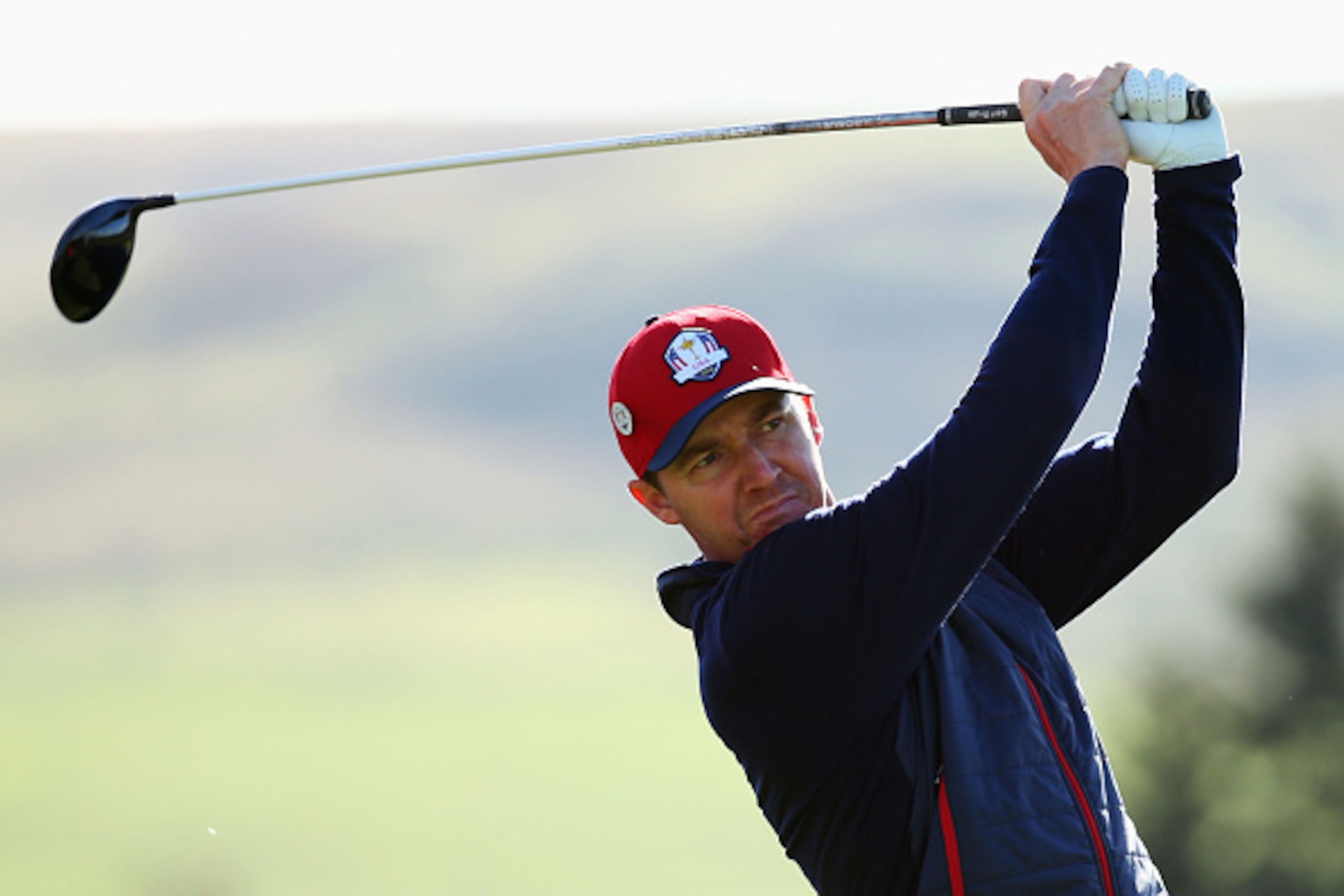 AUCHTERARDER, SCOTLAND - SEPTEMBER 24:  Jimmy Walker of the United States practices ahead of the 2014 Ryder Cup on the PGA Centenary course at the Gleneagles Hotel on September 24, 2014 in Auchterarder, Scotland.  (Photo by Mike Ehrmann/Getty Images)