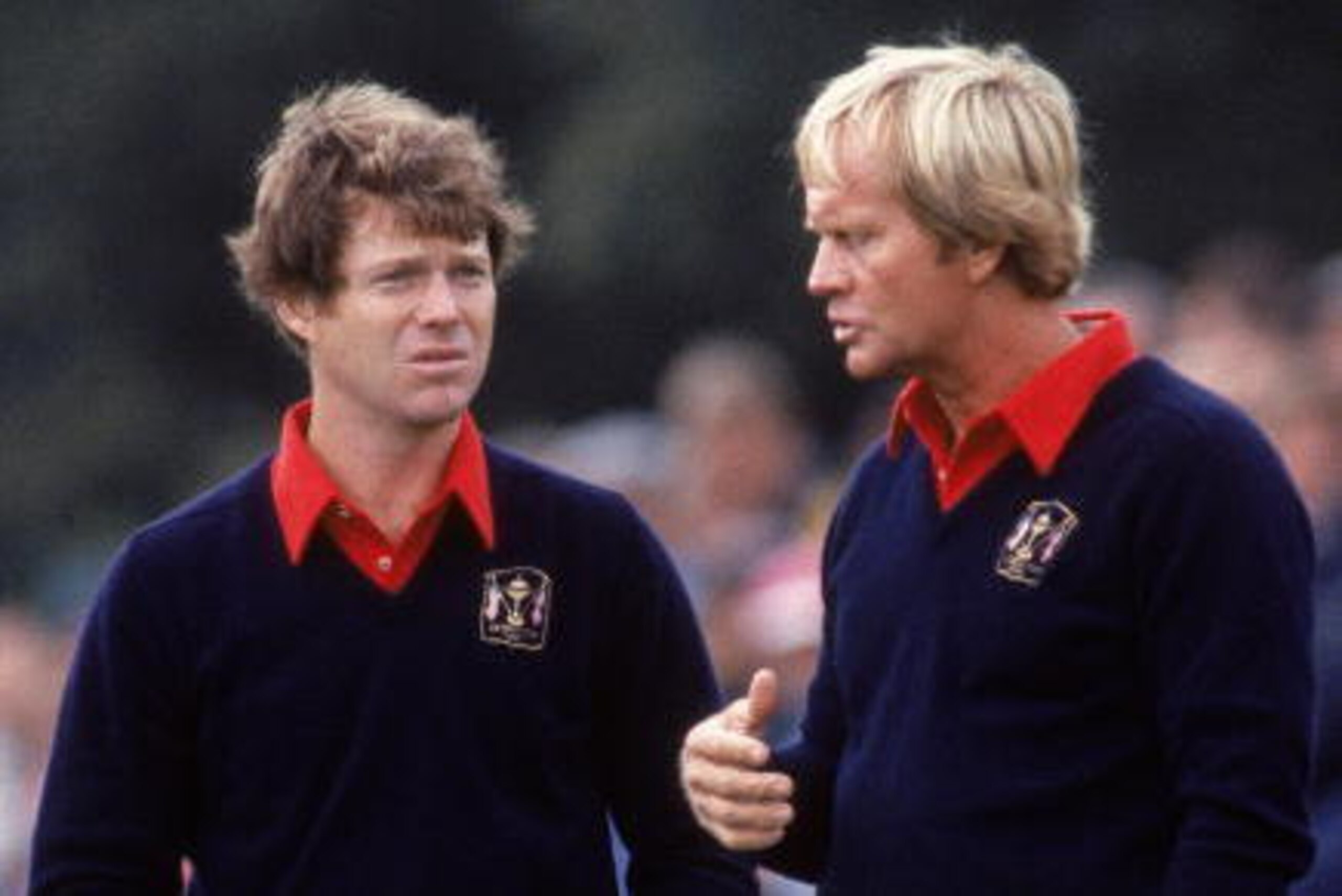 Sep 1981:  USA team pairing Tom Watson and Jack Nicklaus in discussion during the Ryder Cup at Walton Heath Golf Club in Surrey, England. \ Mandatory Credit: Tony Duffy /Allsport