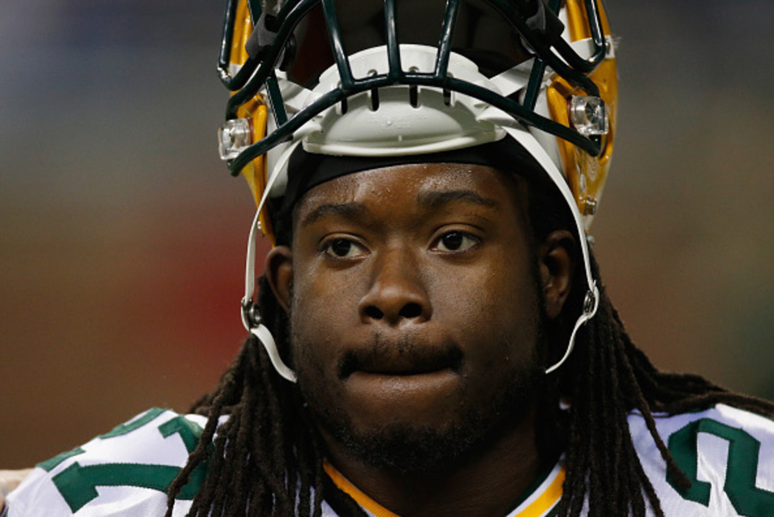DETROIT, MI - SEPTEMBER 21: Eddie Lacy #27 of the Green Bay Packers participates in pre game warmups prior to playing the Detroit Lions at Ford Field on September 21, 2014 in Detroit, Michigan. (Photo by Gregory Shamus/Getty Images)