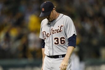 OAKLAND, CA - MAY 28:  Pitcher Joe Nathan #36 of the Detroit Tigers walks off the field after giving up a three-run walk-off homer to Josh Donaldson #20 of the Oakland Athletics in the bottom of the ninth inning at O.co Coliseum on May 28, 2014 in Oakland