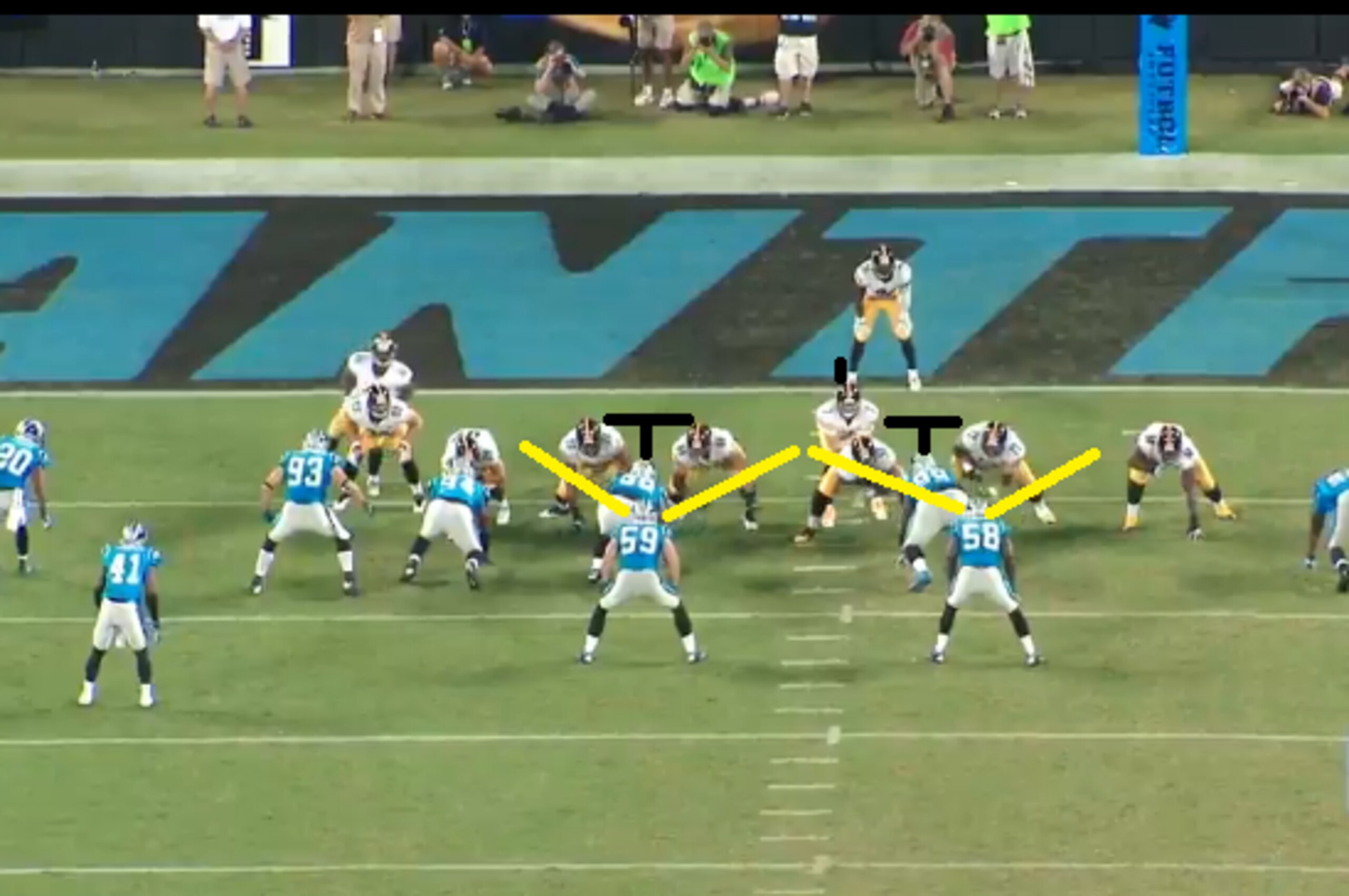 Panthers' alignment before Bell run