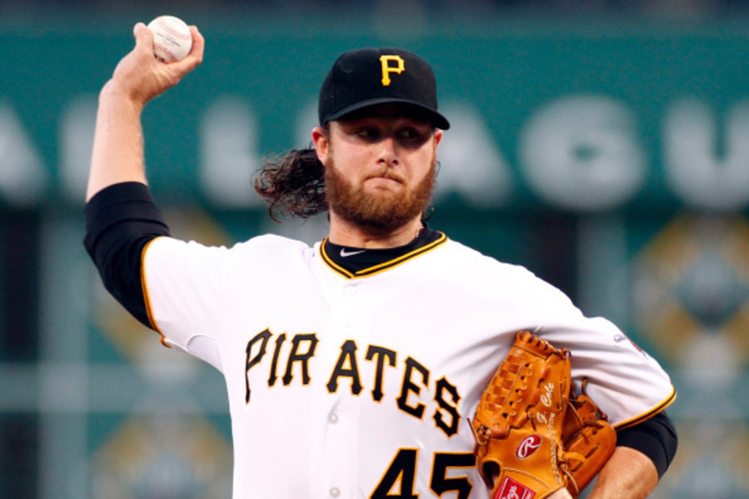 PITTSBURGH, PA - SEPTEMBER 18:  Gerrit Cole #45 of the Pittsburgh Pirates pitches in the first inning against the Boston Red Sox during inter-league play at PNC Park on September 18, 2014 in Pittsburgh, Pennsylvania.  (Photo by Justin K. Aller/Getty Image
