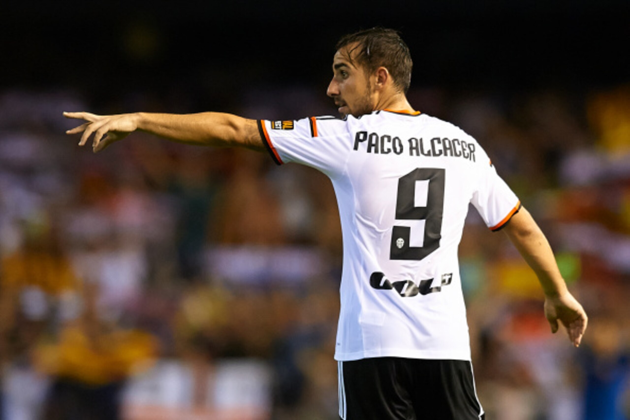 VALENCIA, SPAIN - AUGUST 29:  Paco Alcacer of Valencia reacts during the La Liga match between Valencia CF and Malaga CF at Estadi de Mestalla on August 29, 2014 in Valencia, Spain.  (Photo by Manuel Queimadelos Alonso/Getty Images)