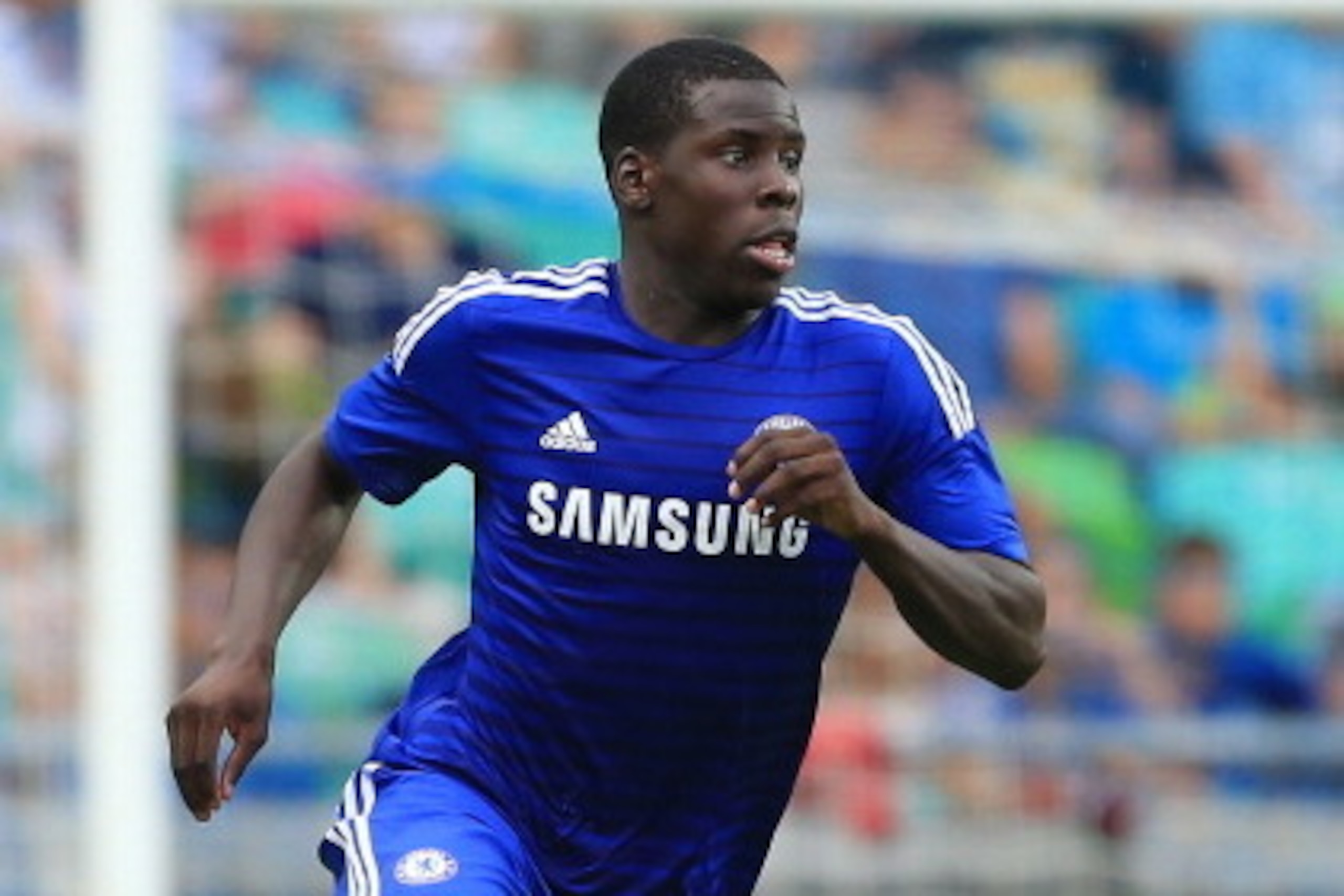 LJUBLJANA, SLOVENIA - JULY 27: Kurt Zouma of Chelsea in action during the Pre Season Friendly  match between FC Olimpija Ljubljana and Chelsea at Stozice stadium in Ljubljana, Slovenia on Sunday, July 27, 2014. (Photo by Srdjan Stevanovic/Getty Images)
