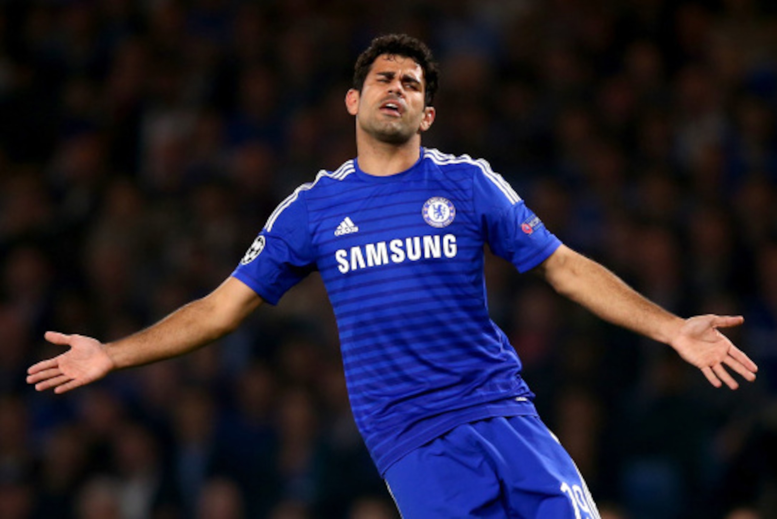LONDON, ENGLAND - SEPTEMBER 17:  Diego Costa of Chelsea reacts during the UEFA Champions League Group G match between Chelsea and FC Schalke 04 on September 17, 2014 in London, United Kingdom.  (Photo by Clive Rose/Getty Images)