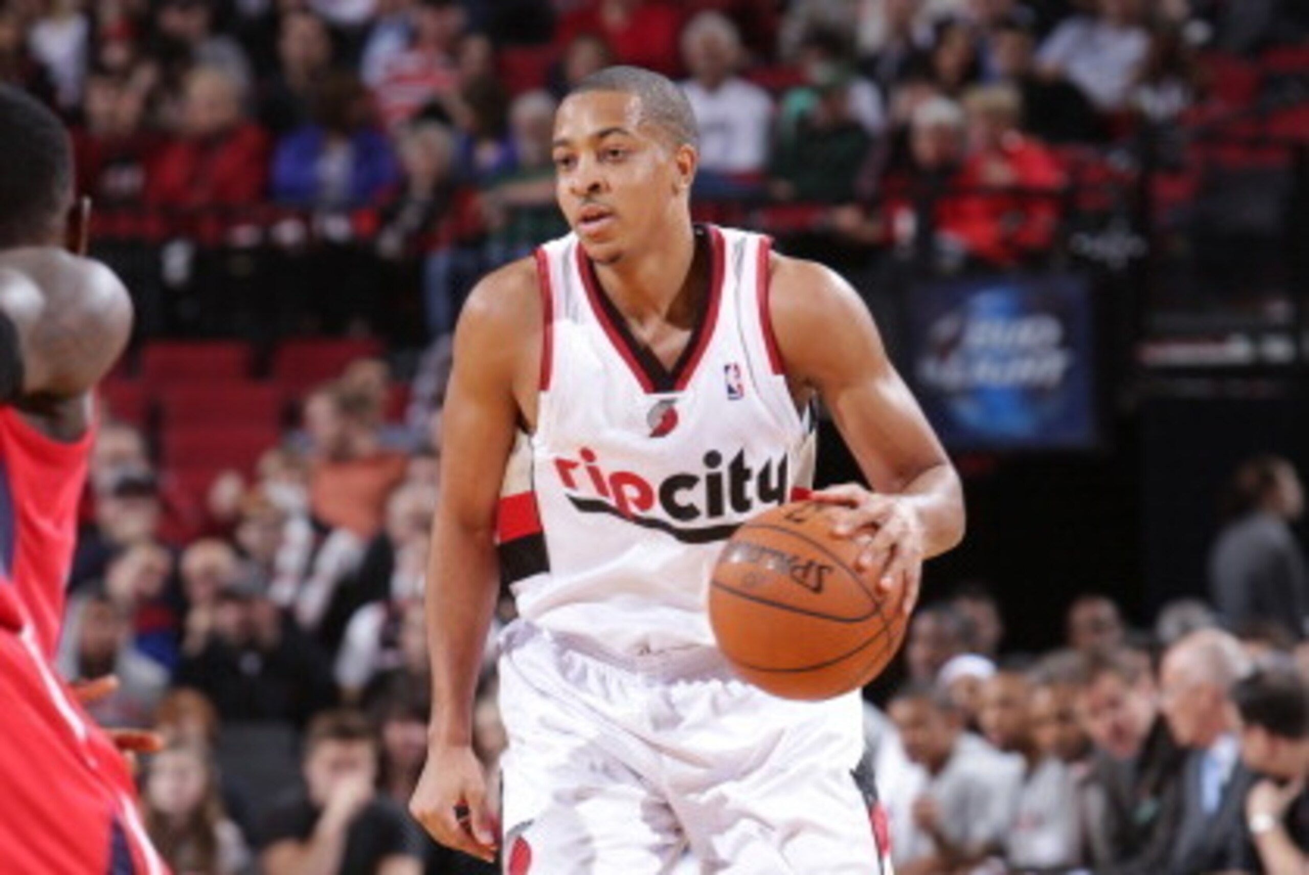 PORTLAND, OR - MARCH 5:  C.J. McCollum #3 of the Portland Trail Blazers dribbles the ball against the Atlanta Hawks on March 5, 2014 at the Moda Center Arena in Portland, Oregon. NOTE TO USER: User expressly acknowledges and agrees that, by downloading an