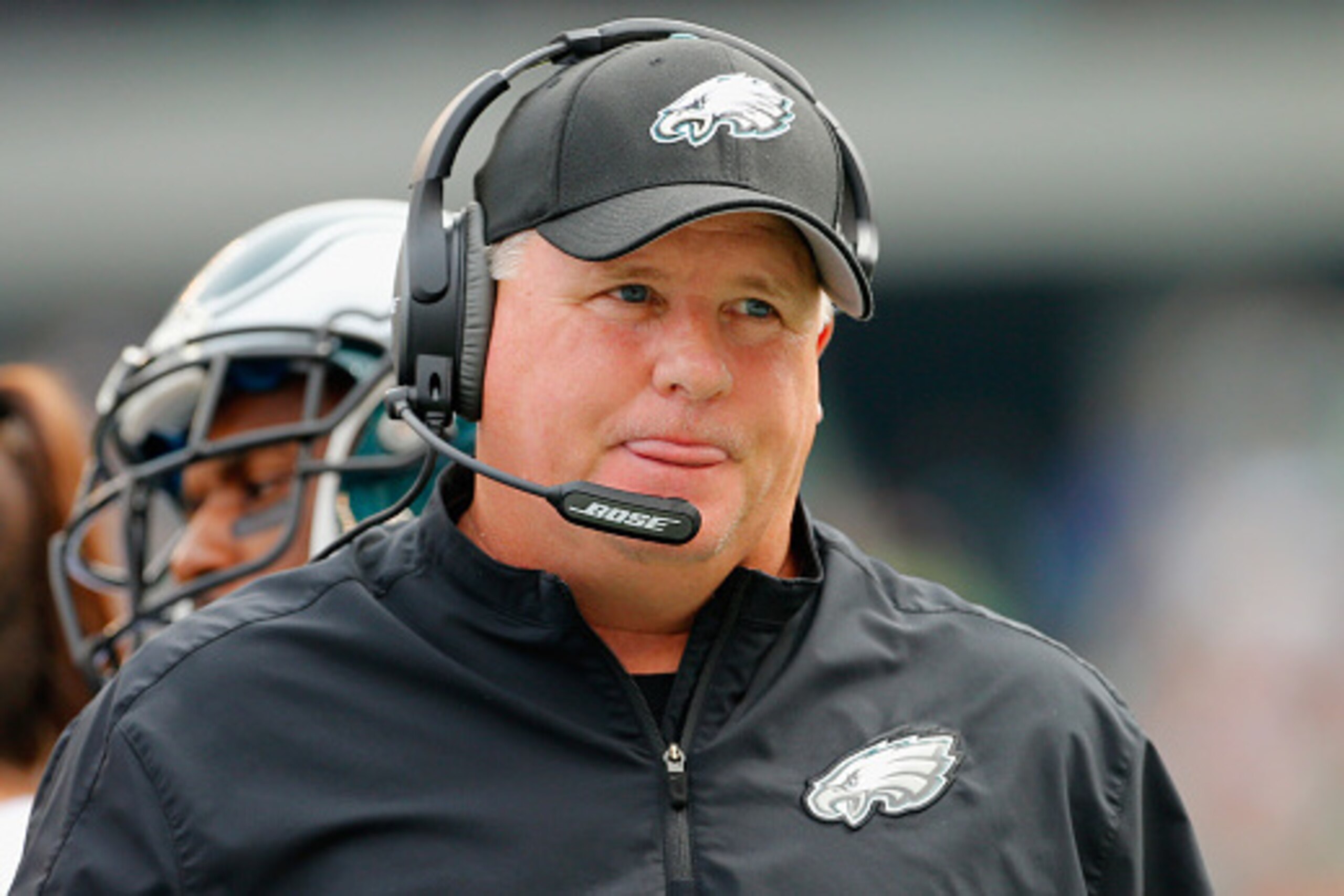 PHILADELPHIA, PA - SEPTEMBER 21:  Head coach Chip Kelly of the Philadelphia Eagles looks on against the Washington Redskins in the first half of the game at Lincoln Financial Field on September 21, 2014 in Philadelphia, Pennsylvania.  (Photo by Rich Schul