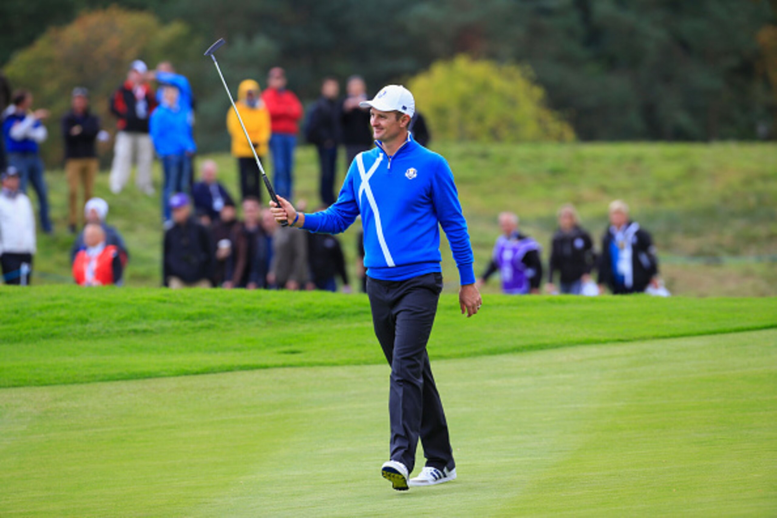 AUCHTERARDER, SCOTLAND - SEPTEMBER 26:  Justin Rose of Europe walks towards the 13th green during the Afternoon Foursomes of the 2014 Ryder Cup on the PGA Centenary course at the Gleneagles Hotel on September 26, 2014 in Auchterarder, Scotland.  (Photo by