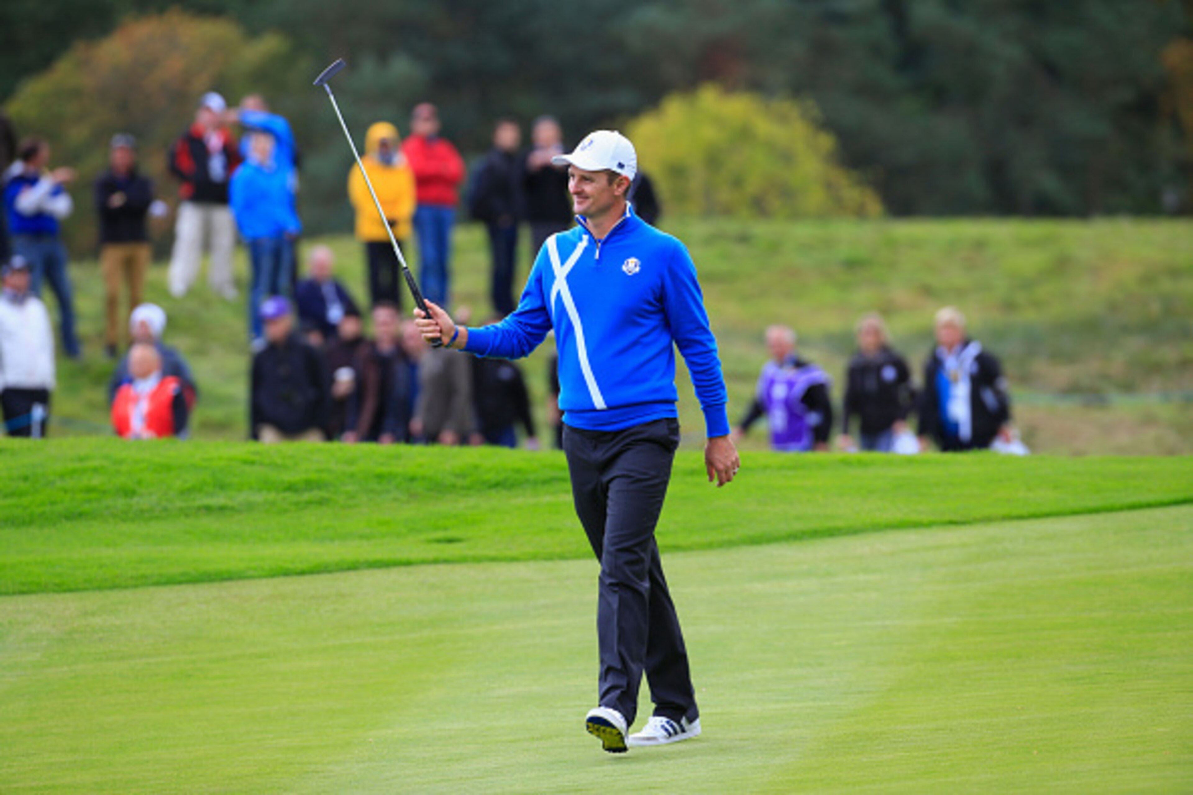 AUCHTERARDER, SCOTLAND - SEPTEMBER 26:  Justin Rose of Europe walks towards the 13th green during the Afternoon Foursomes of the 2014 Ryder Cup on the PGA Centenary course at the Gleneagles Hotel on September 26, 2014 in Auchterarder, Scotland.  (Photo by